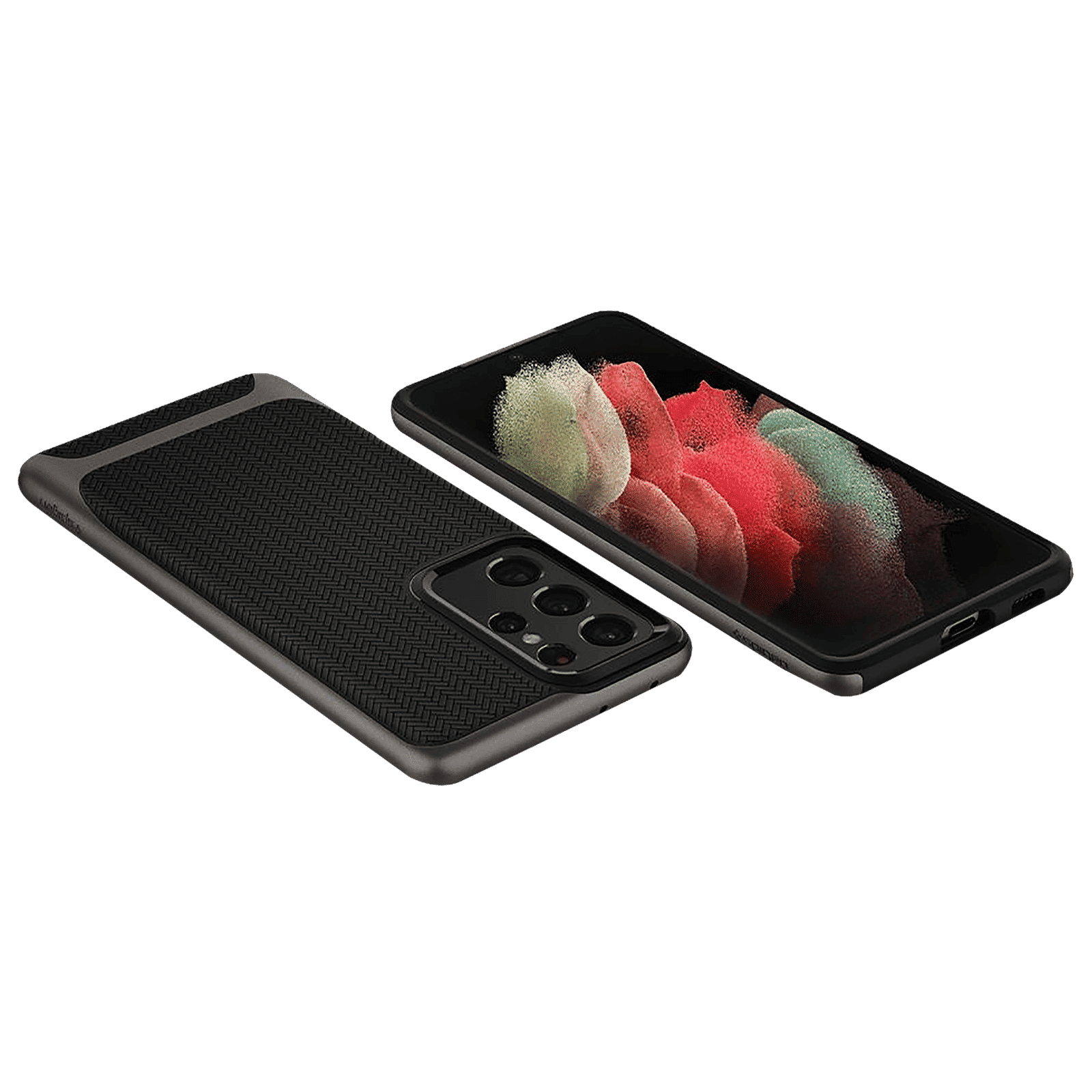 spigen Neo Hybrid TPU & PC Back Case For Galaxy S21 Ultra (Compatible With Wireless Charging, ACS02356, Gunmetal)_9