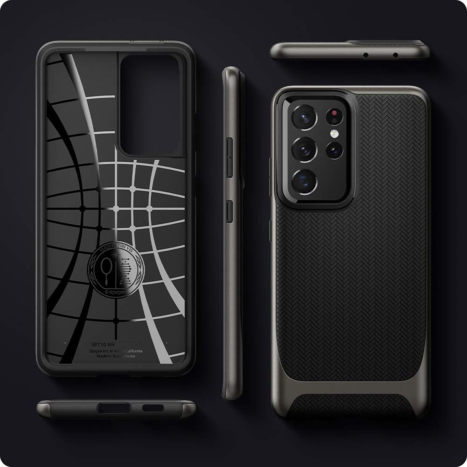 spigen Neo Hybrid TPU & PC Back Case For Galaxy S21 Ultra (Compatible With Wireless Charging, ACS02356, Gunmetal)_13