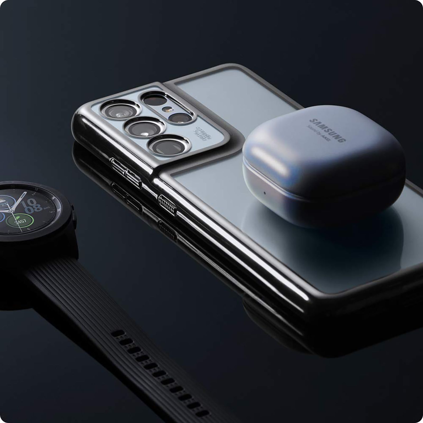 spigen Optik Crystal TPU Back Case For Galaxy S21 Ultra (Air Cushion Technology, ACS02580, Chrome Grey)_7