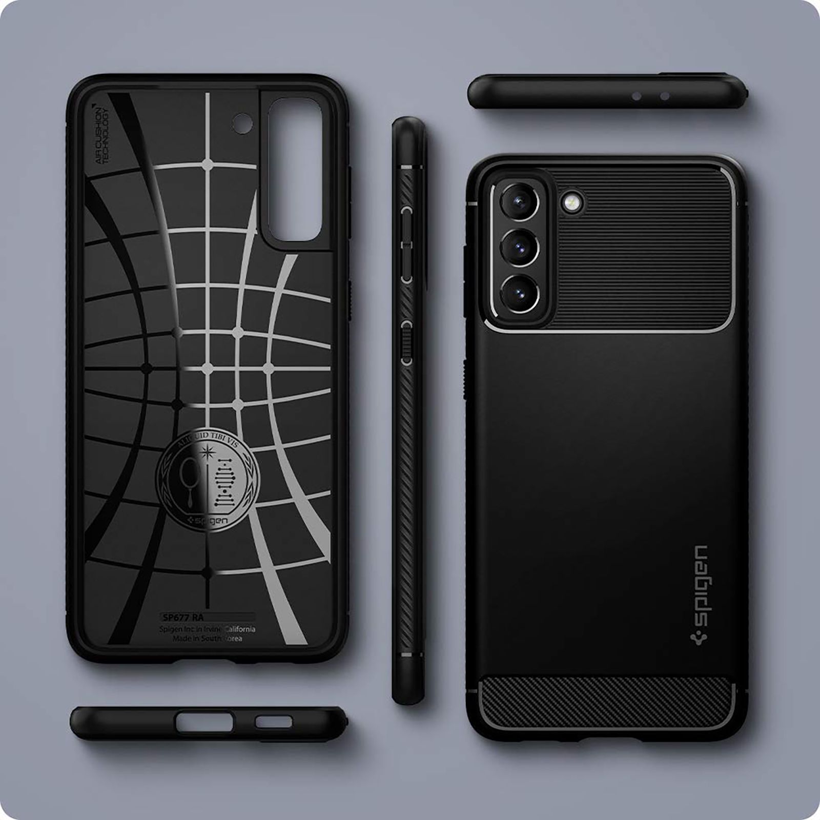 spigen Rugged Armor TPU Back Case For Galaxy S21 Plus (Slim & Grip-Friendly, ACS02385, Matte Black)_11