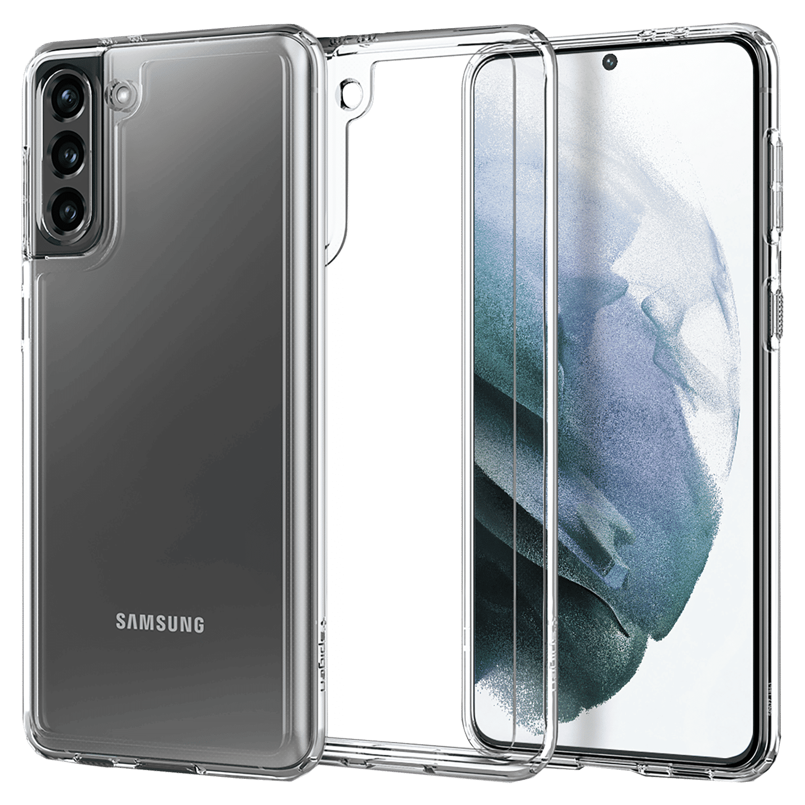 spigen Crystal Hybrid Polycarbonate and TPU Back Cover for Samsung Galaxy S21 Plus 5G (Air Cushion Technology, Clear)_1