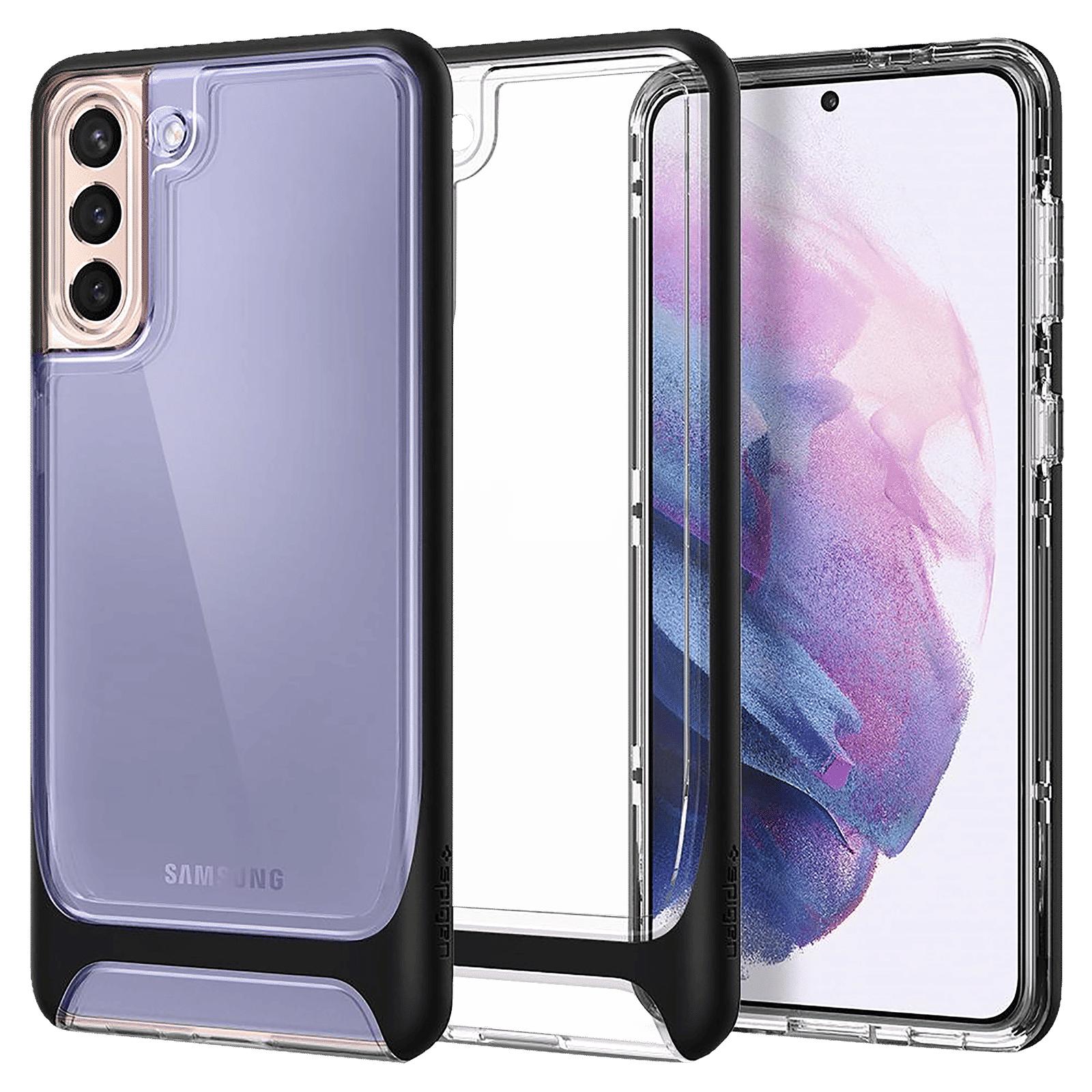 spigen Neo Hybrid Crystal TPU & PC Back Case For Galaxy S21 Plus (Precise Cutouts, ACS02394, Black)_1