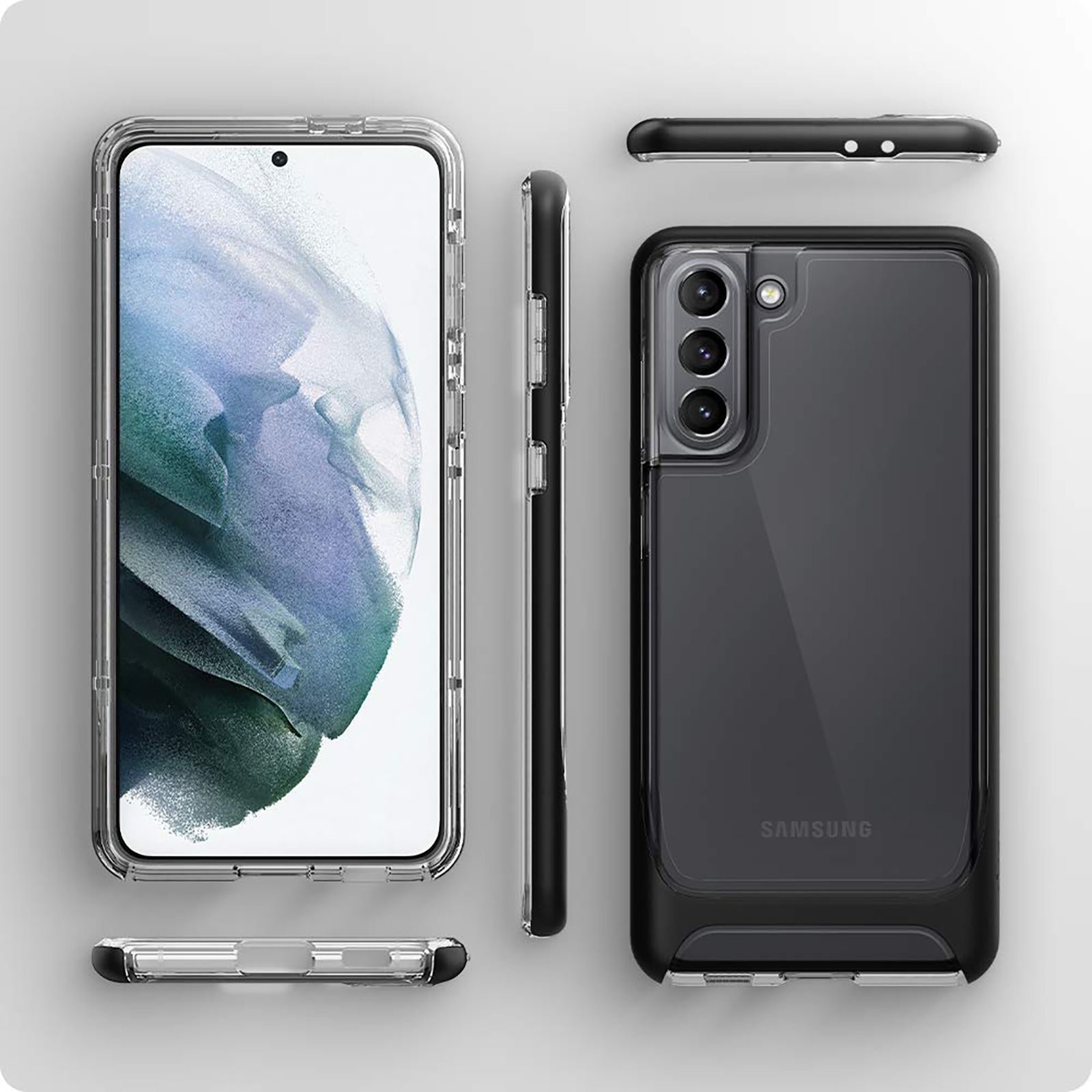 spigen Neo Hybrid Crystal TPU & PC Back Case For Galaxy S21 Plus (Precise Cutouts, ACS02394, Black)_10