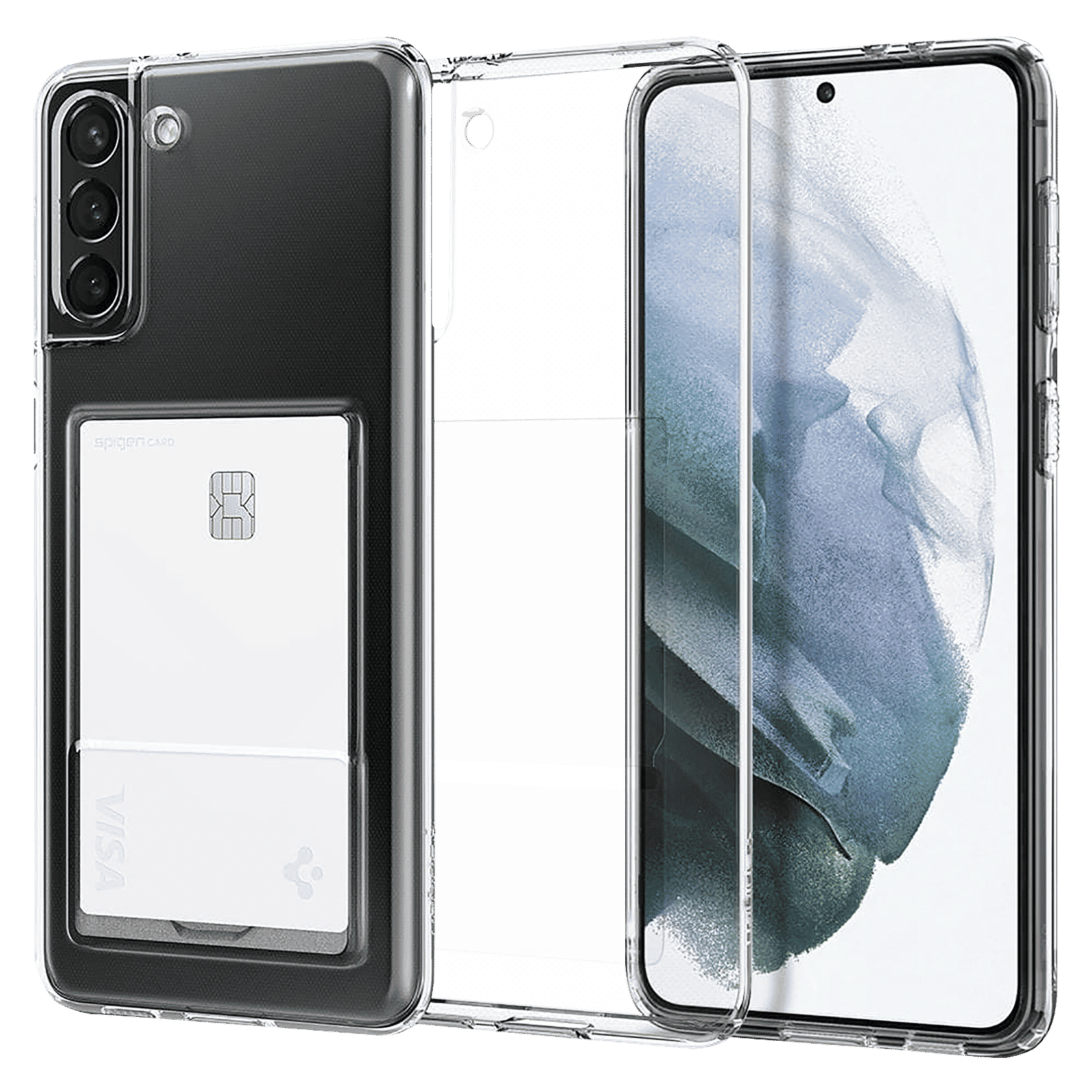 spigen Crystal Slot Polycarbonate and TPU Back Cover for Samsung Galaxy S21 Plus (Air Cushion Technology, Crystal Clear)_1