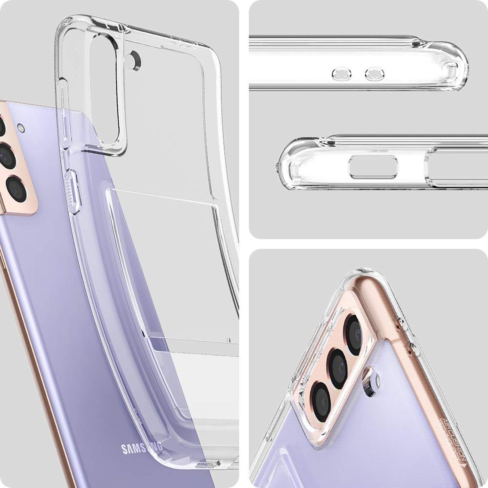 spigen Crystal Slot Polycarbonate and TPU Back Cover for Samsung Galaxy S21 Plus (Air Cushion Technology, Crystal Clear)_10