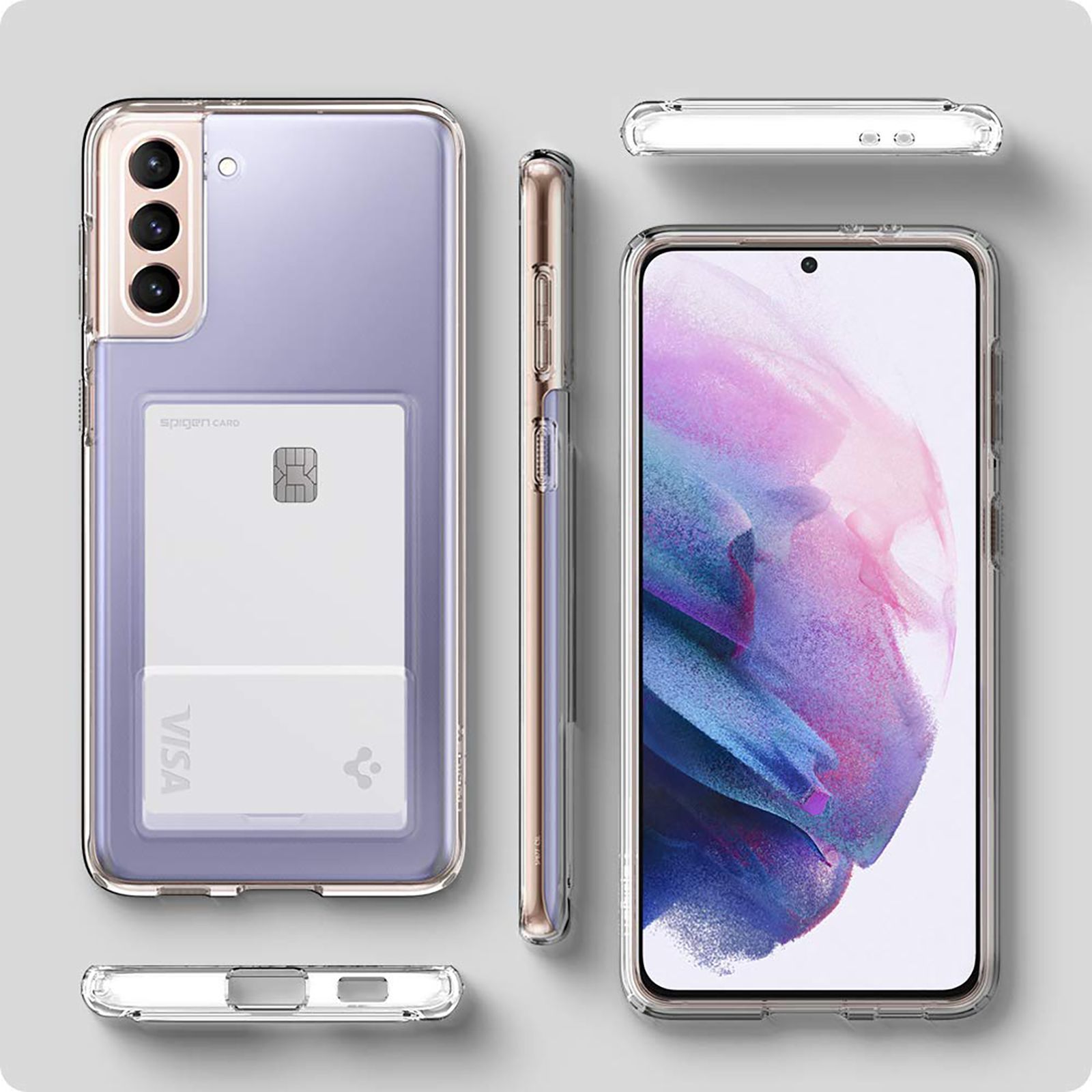 spigen Crystal Slot Polycarbonate and TPU Back Cover for Samsung Galaxy S21 Plus (Air Cushion Technology, Crystal Clear)_11
