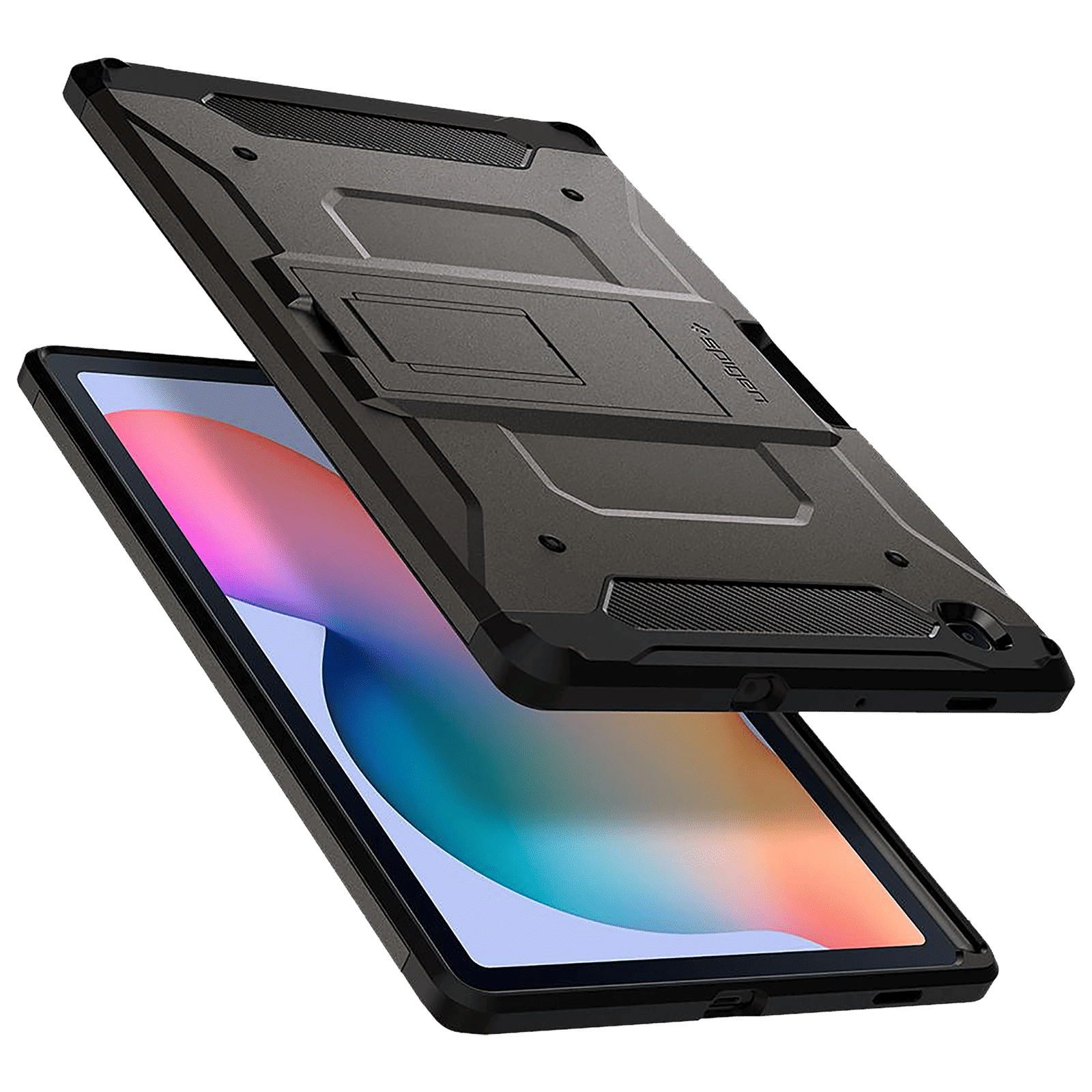 spigen Tough Armor Pro TPU & PC Back Case with Stand for SAMSUNG Galaxy Tab S6 Lite with S Pen Holder (Comfortable Angle, Gunmetal) spigen Tough Armor Pro TPU & PC Back Case with Stand for SAMSUNG Galaxy Tab S6 Lite with S Pen Holder (Comfortable Angle, Gunmetal)_11