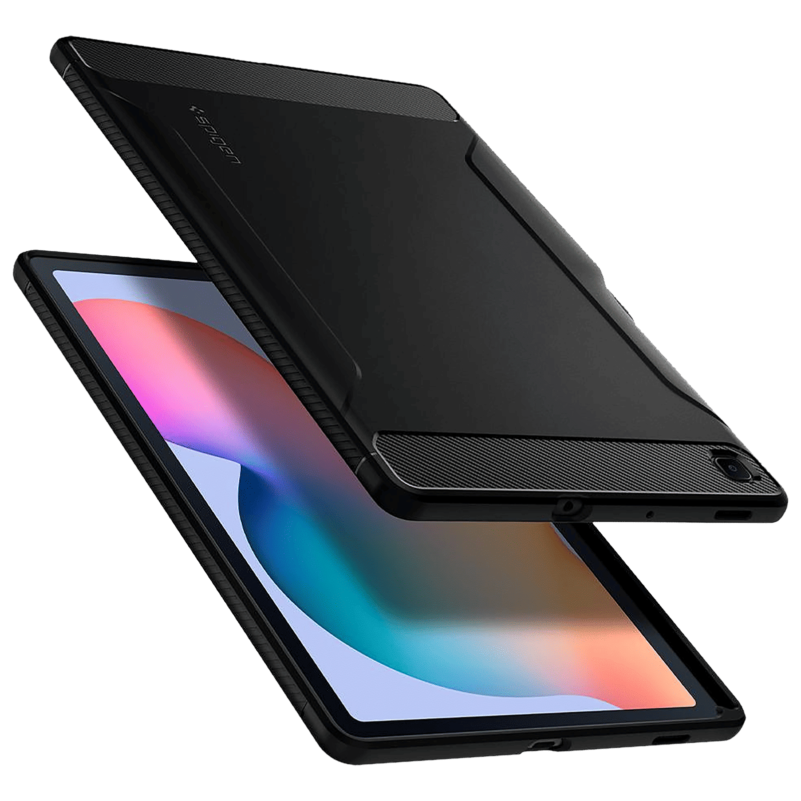 spigen Rugged Armor TPU Back Case For Galaxy Tab S6 Lite (Air Cushion Technology, ACS01284, Matte Black)_10