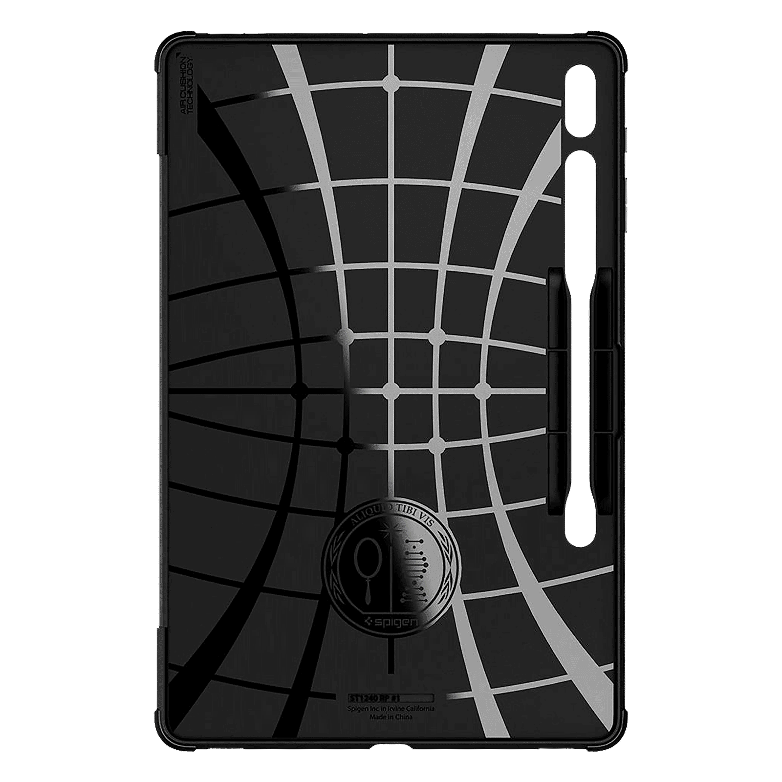 spigen Rugged Armor Pro PU Leather & TPU Full Cover Case For Galaxy Tab S7 Plus (Air Cushion Technology, ACS01607, Black)_5