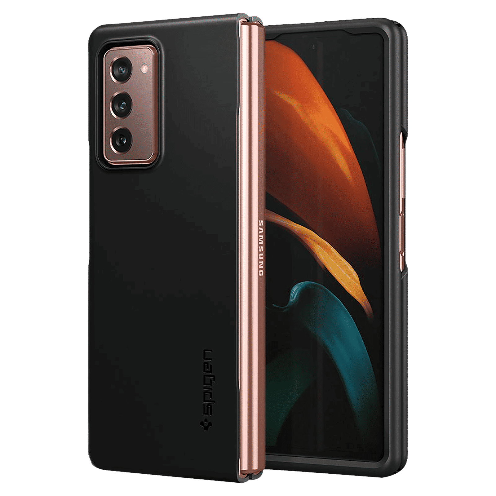 spigen Thin Fit Polycarbonate Back Cover for SAMSUNG Galaxy Z Fold 2 (Wireless Charging Compatible, Black)_8