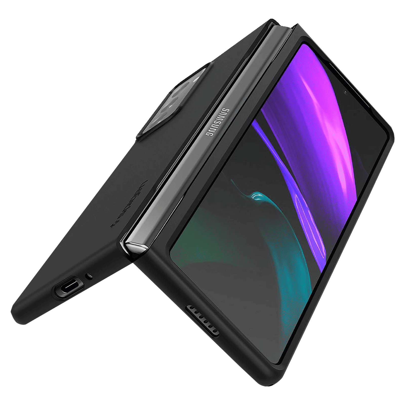 spigen Thin Fit Polycarbonate Back Cover for SAMSUNG Galaxy Z Fold 2 (Wireless Charging Compatible, Black)_11