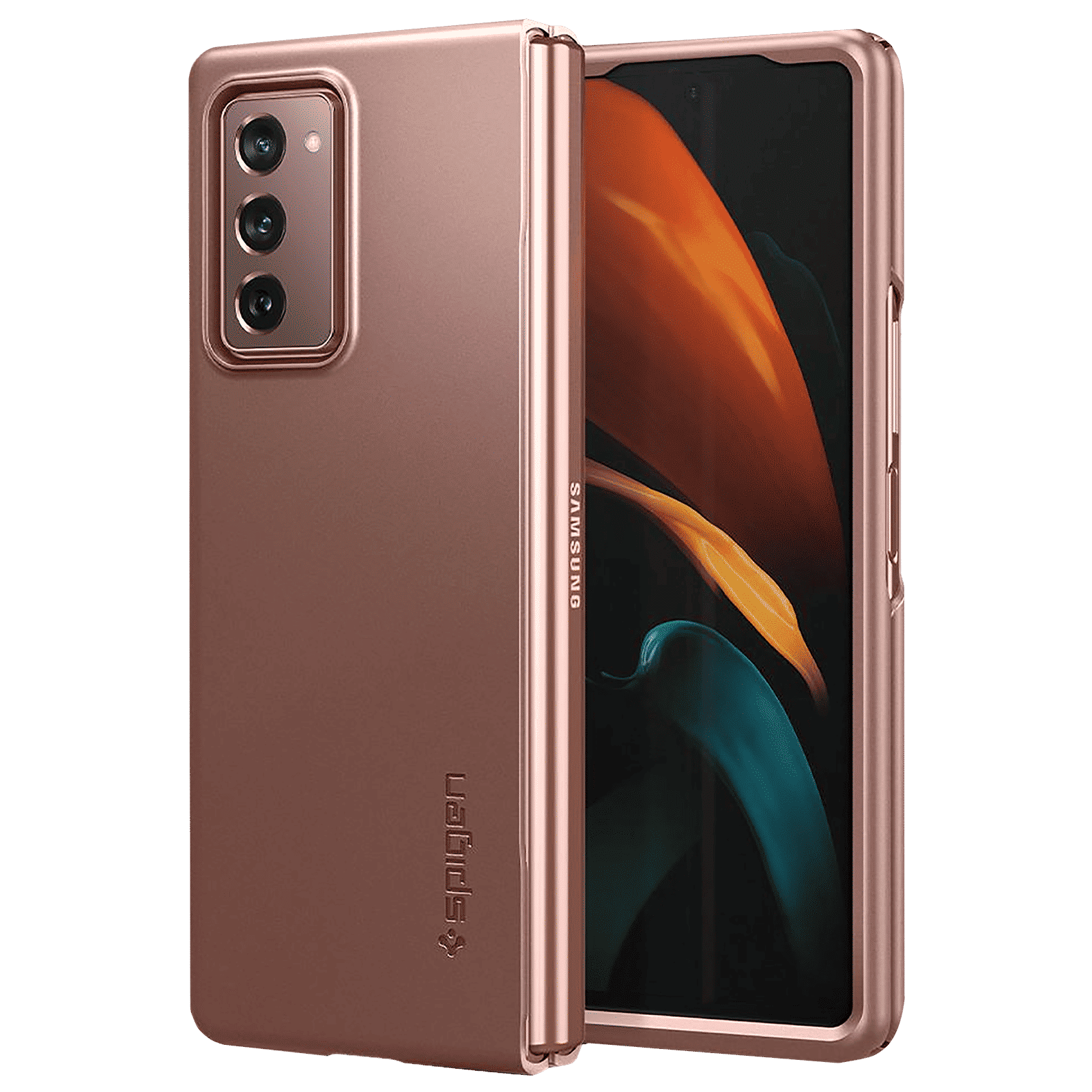 spigen Thin Fit Polycarbonate Back Cover for SAMSUNG Galaxy Z Fold 2 (Wireless Charging Compatible, Bronze)_1