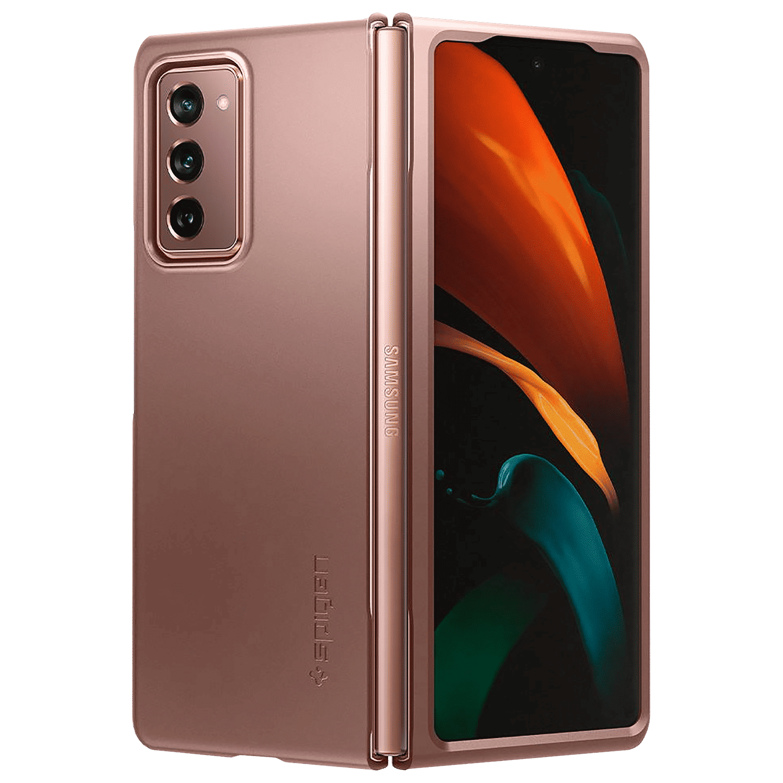 spigen Thin Fit Polycarbonate Back Cover for SAMSUNG Galaxy Z Fold 2 (Wireless Charging Compatible, Bronze)_9