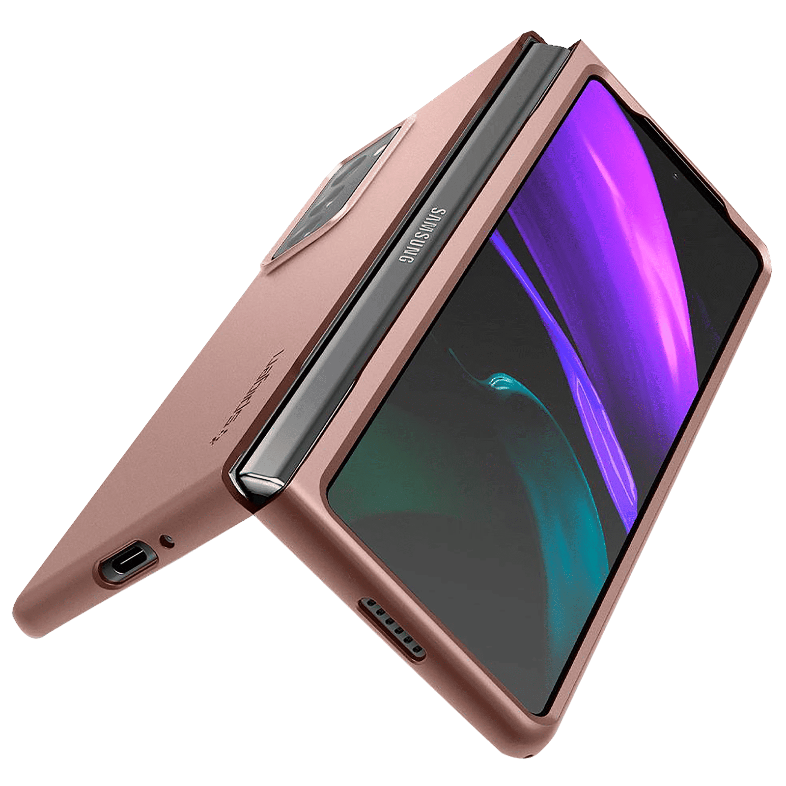 spigen Thin Fit Polycarbonate Back Cover for SAMSUNG Galaxy Z Fold 2 (Wireless Charging Compatible, Bronze)_10