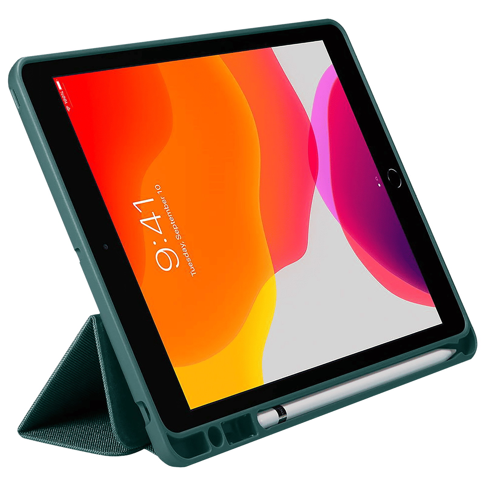 spigen Urban Fit TPU & Fabric Flip Cover For Apple iPad 10.2 Inch (Magnetic Closure, Midnight Green)_10