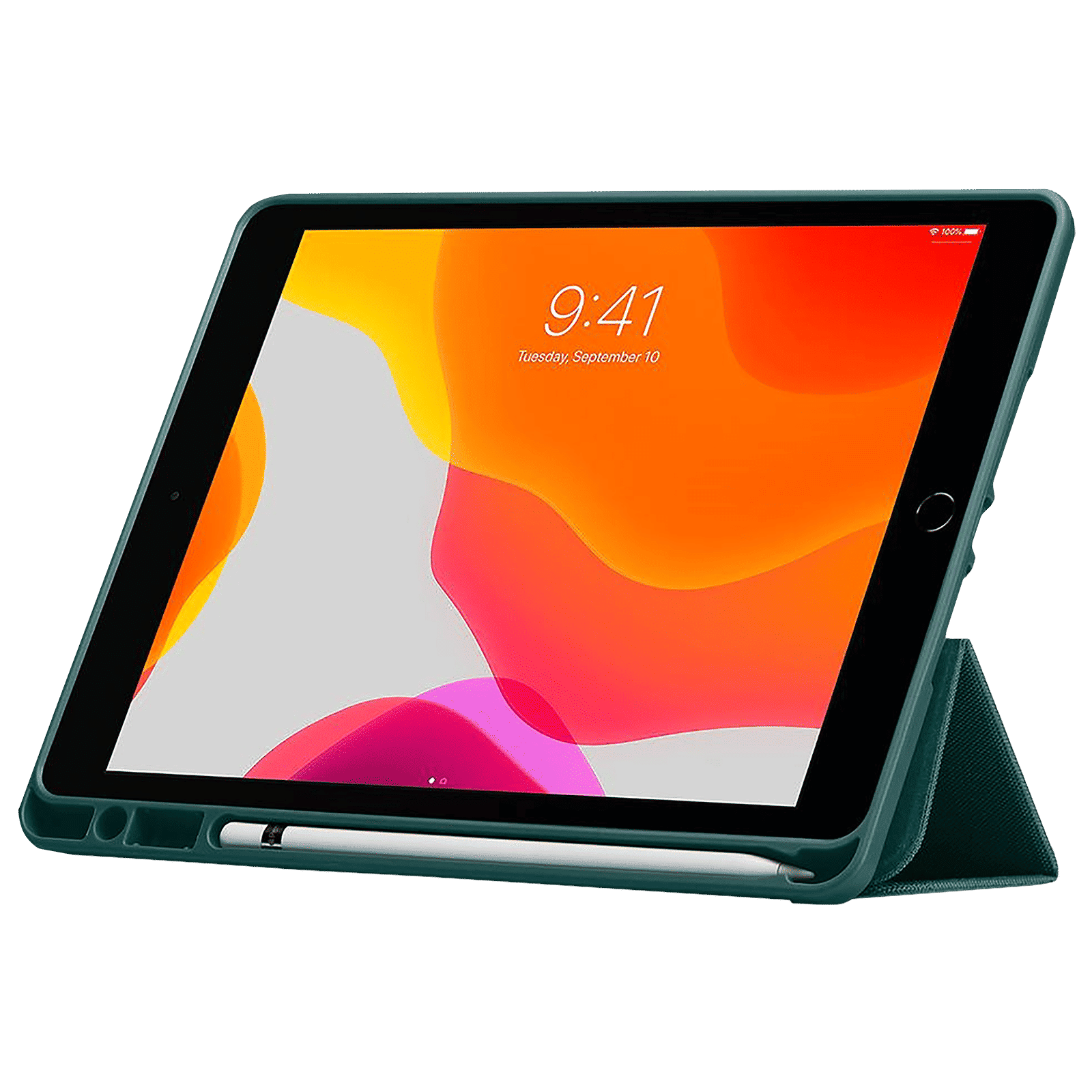 spigen Urban Fit TPU & Fabric Flip Cover For Apple iPad 10.2 Inch (Magnetic Closure, Midnight Green)_3