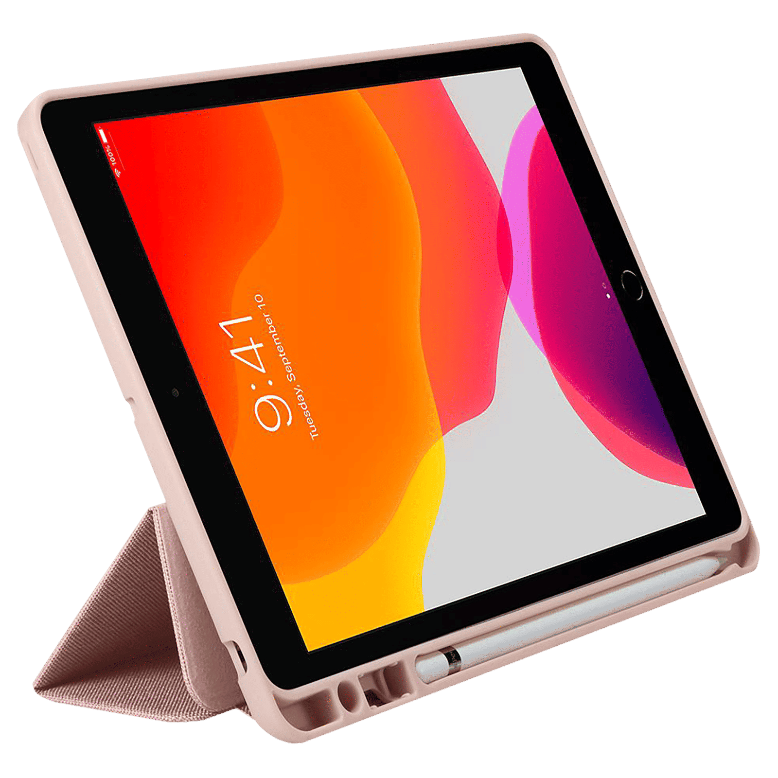 spigen Urban Fit TPU & Fabric Flip Cover For Apple iPad 10.2 Inch (Magnetic Closure, Rose Gold)_11