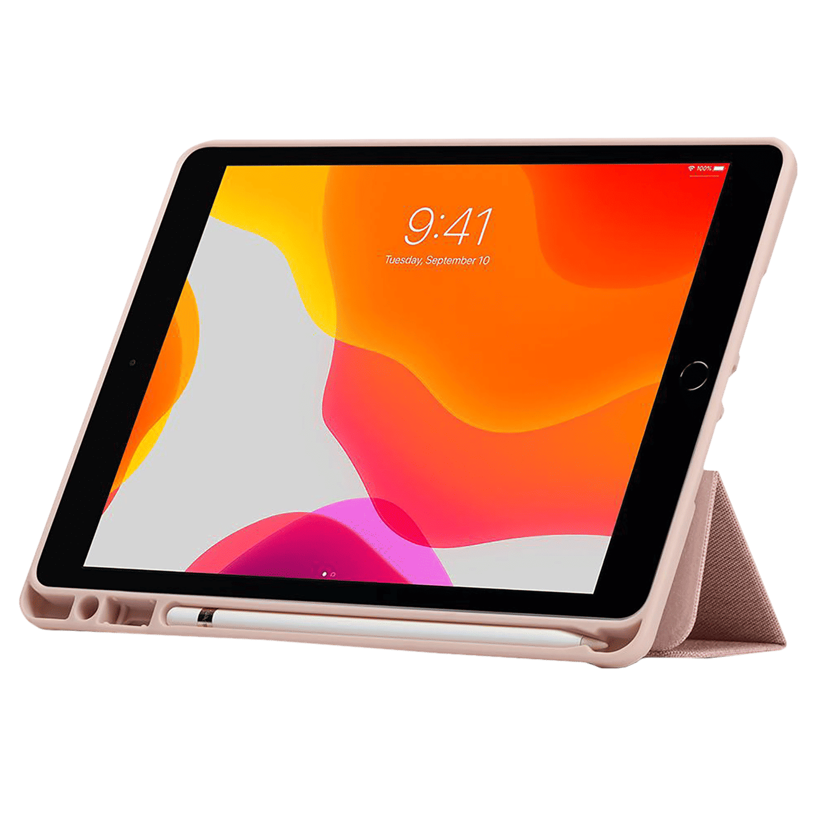 spigen Urban Fit TPU & Fabric Flip Cover For Apple iPad 10.2 Inch (Magnetic Closure, Rose Gold)_12
