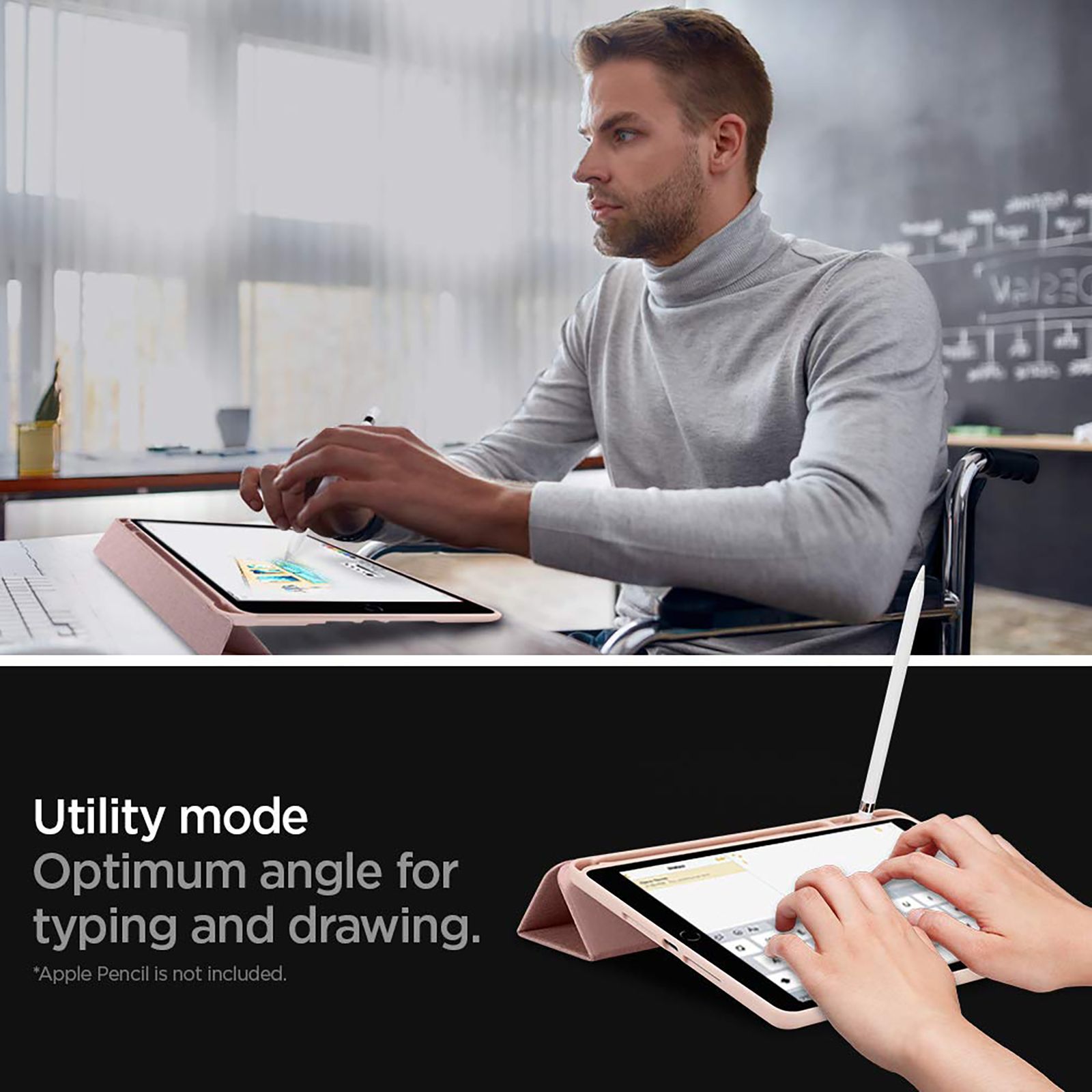 spigen Urban Fit TPU & Fabric Flip Cover For Apple iPad 10.2 Inch (Magnetic Closure, Rose Gold)_15