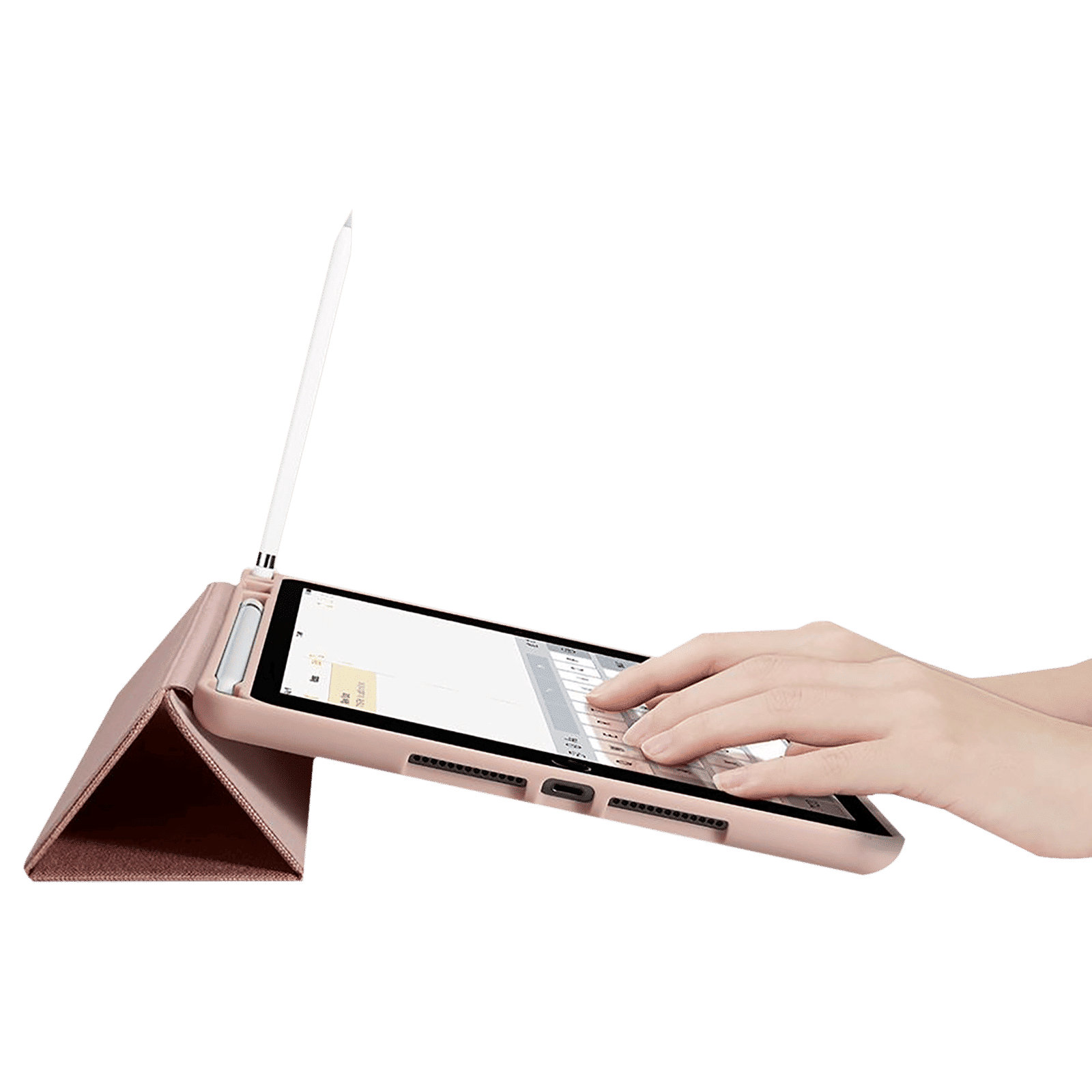 spigen Urban Fit TPU & Fabric Flip Cover For Apple iPad 10.2 Inch (Magnetic Closure, Rose Gold)_4