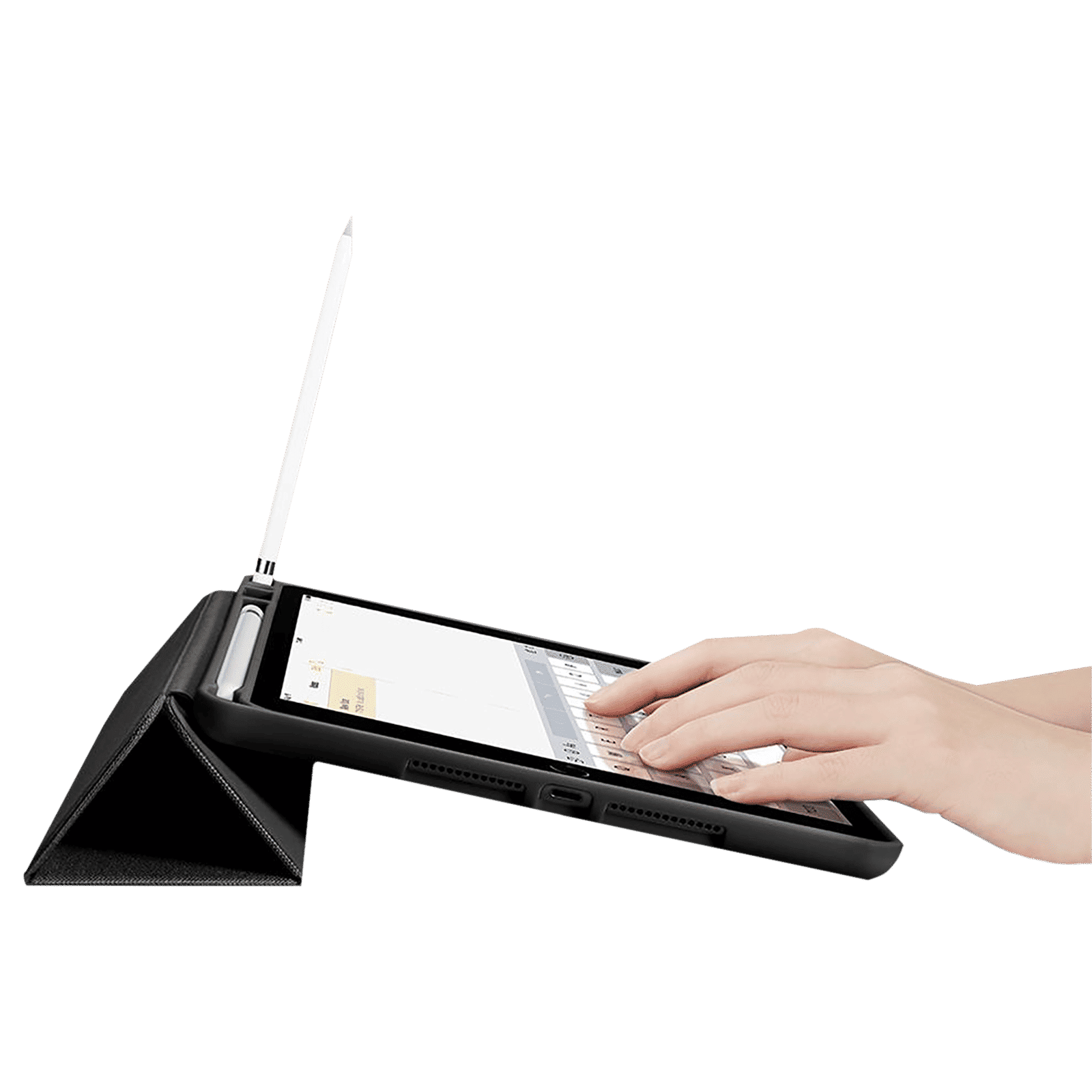 spigen Urban Fit TPU, Polyurethane Leather Case Cover for Apple iPad 10.2 Inch (9th, 8th & 7th Gen) (Built-in Kickstand, Black)_13