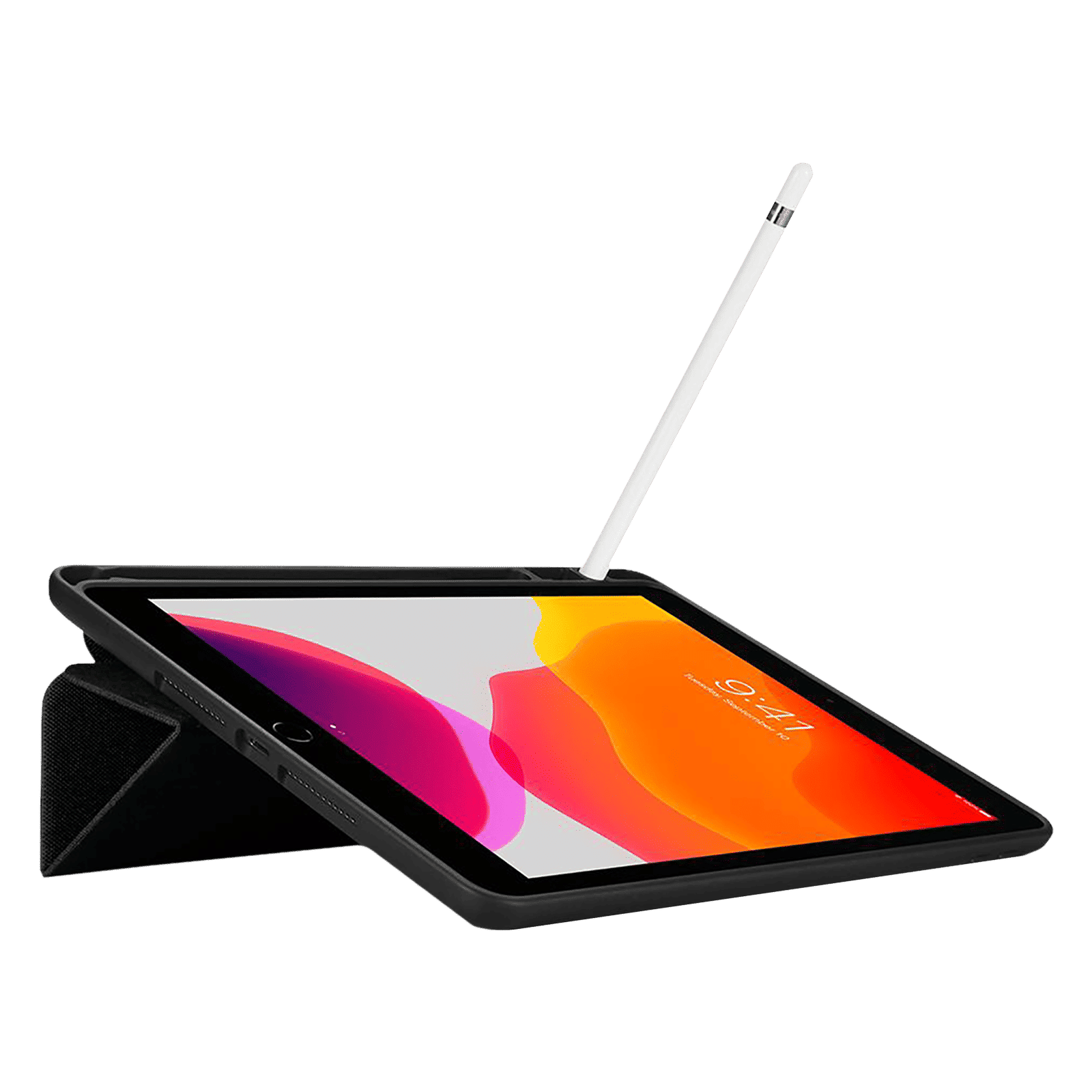 spigen Urban Fit TPU, Polyurethane Leather Case Cover for Apple iPad 10.2 Inch (9th, 8th & 7th Gen) (Built-in Kickstand, Black)_14