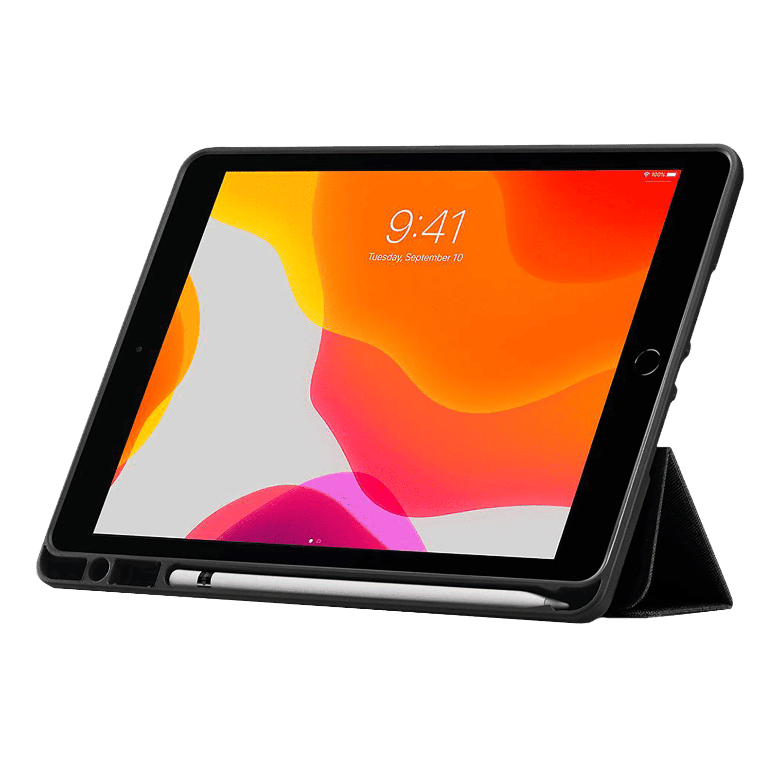 spigen Urban Fit TPU, Polyurethane Leather Case Cover for Apple iPad 10.2 Inch (9th, 8th & 7th Gen) (Built-in Kickstand, Black)_15