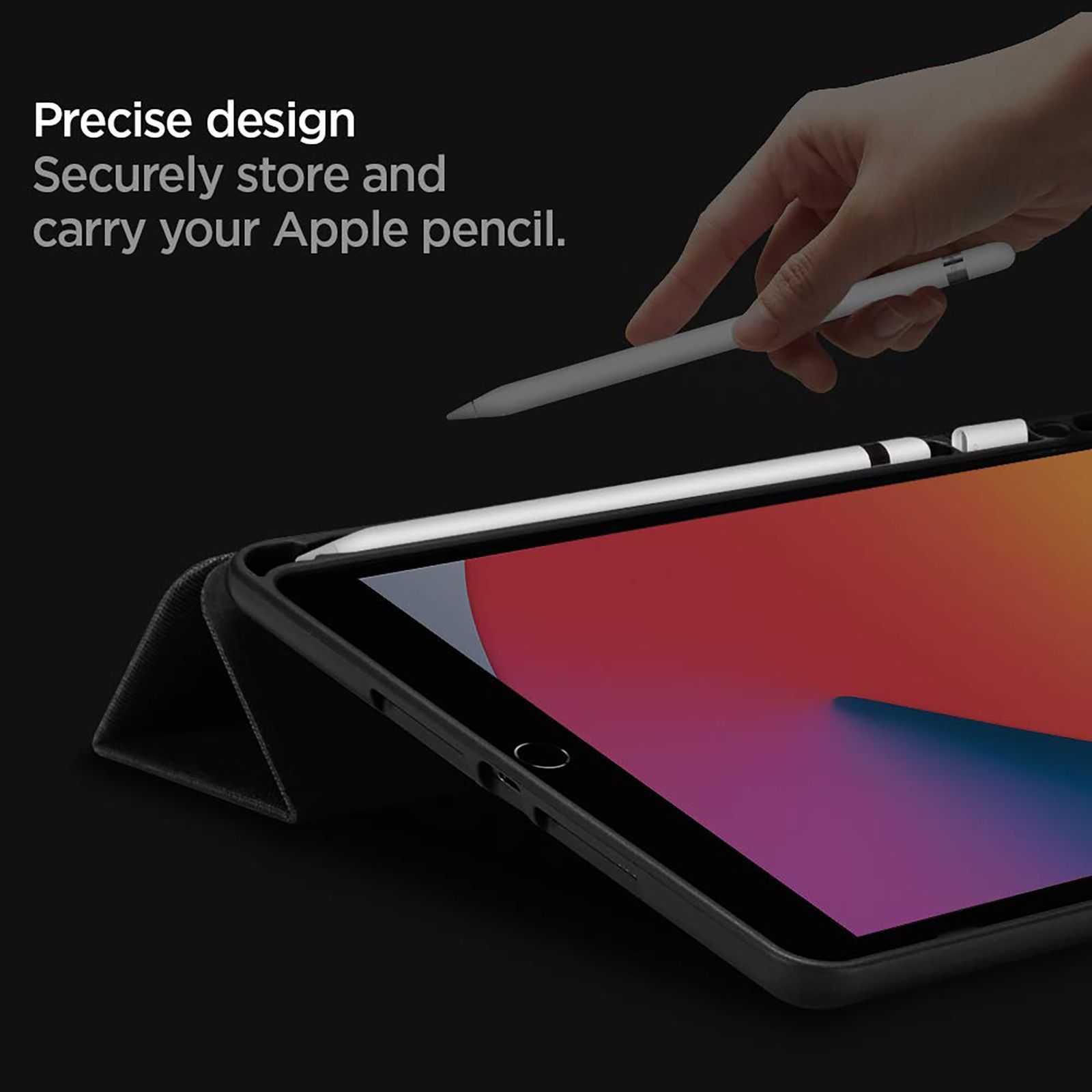 spigen Urban Fit TPU, Polyurethane Leather Case Cover for Apple iPad 10.2 Inch (9th, 8th & 7th Gen) (Built-in Kickstand, Black)_17