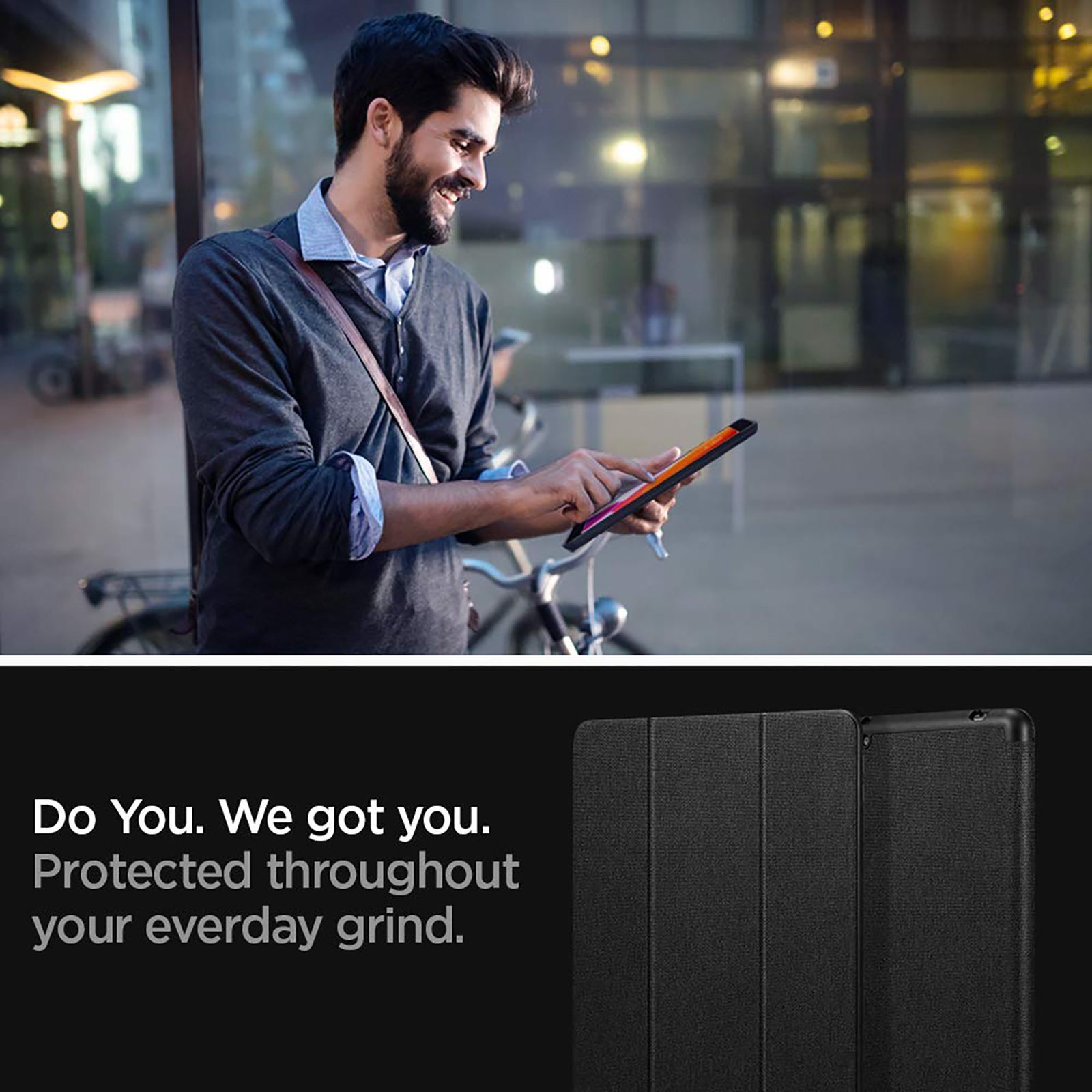 spigen Urban Fit TPU, Polyurethane Leather Case Cover for Apple iPad 10.2 Inch (9th, 8th & 7th Gen) (Built-in Kickstand, Black)_20