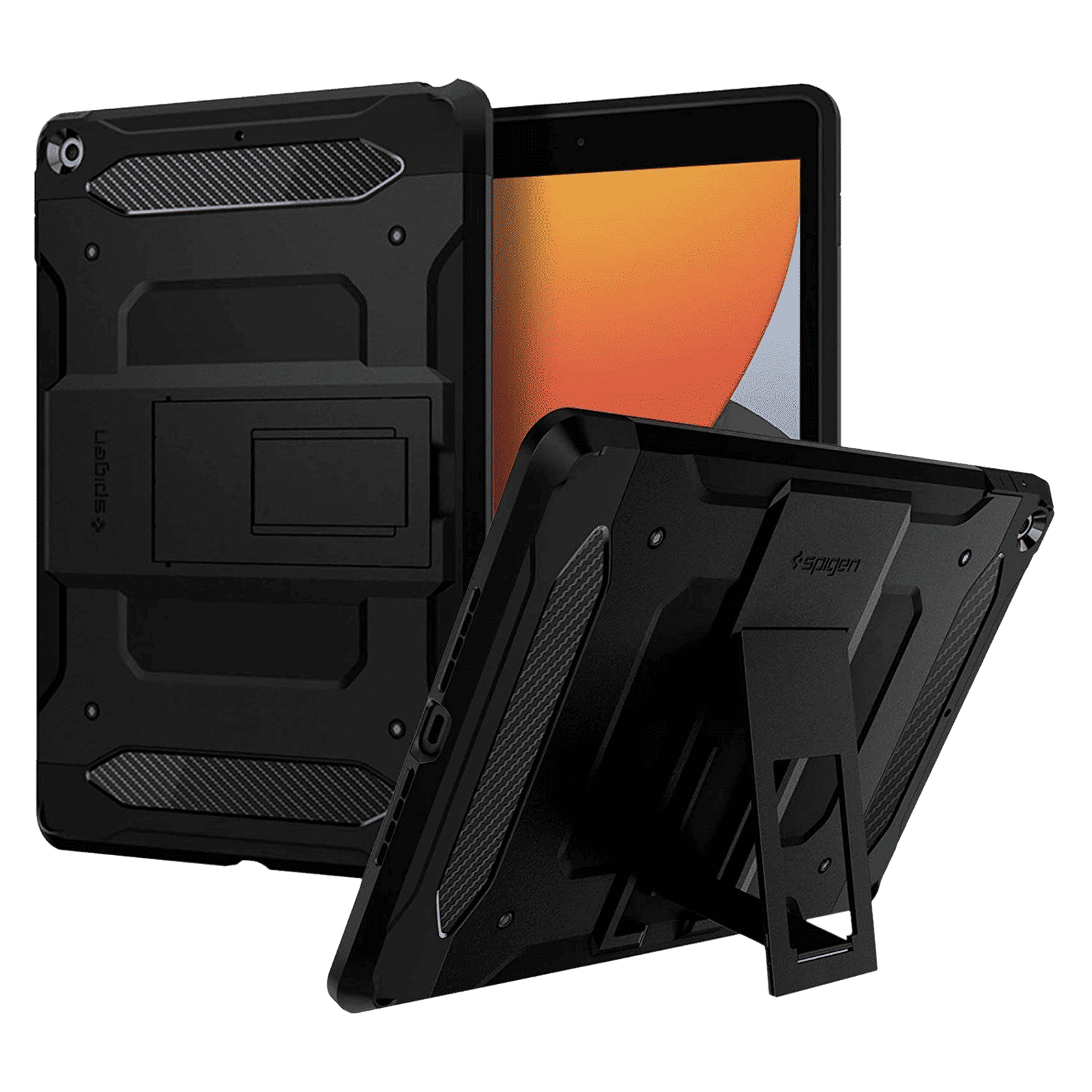spigen Tough Armor Tech Polycarbonate Back Case with Stand for Apple iPad 10.2 Inch (Air Cushion Technology, Black)_1