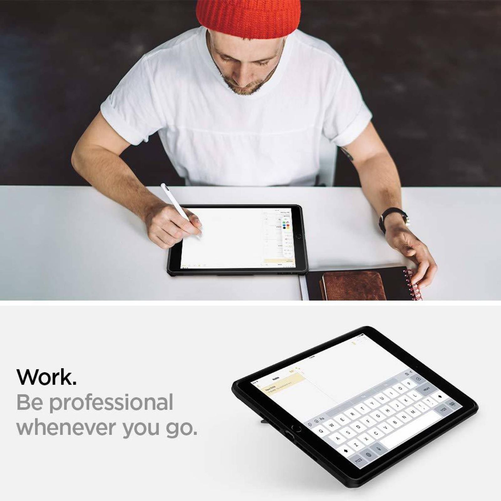 spigen Tough Armor Tech Polycarbonate Back Case with Stand for Apple iPad 10.2 Inch (Air Cushion Technology, Black)_9