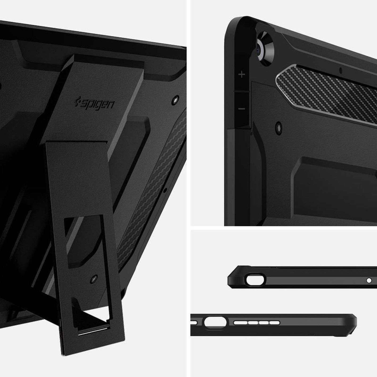 spigen Tough Armor Tech Polycarbonate Back Case with Stand for Apple iPad 10.2 Inch (Air Cushion Technology, Black)_11