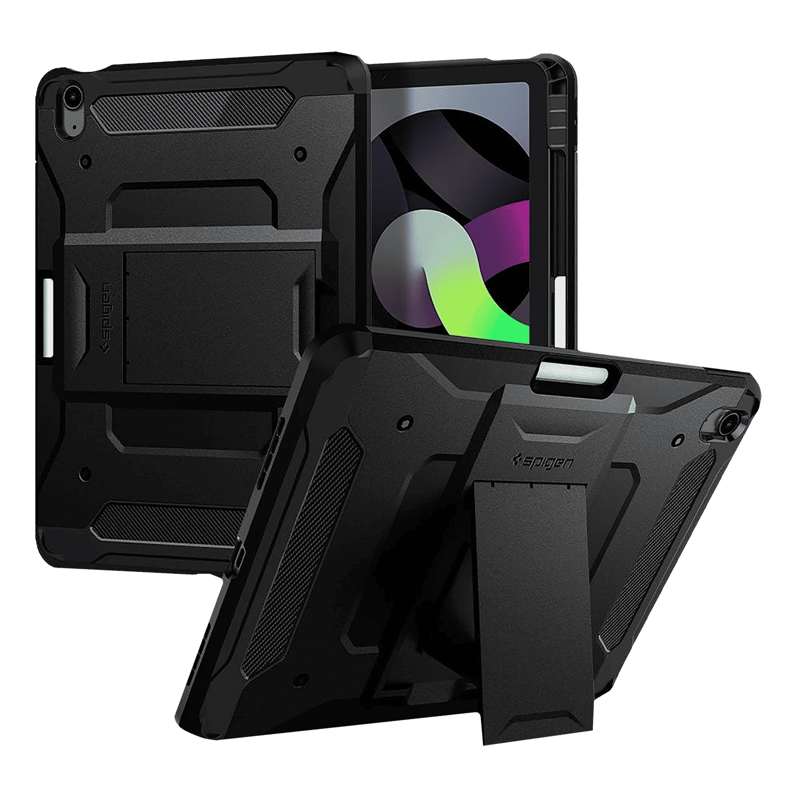 spigen Tough Armor Pro Polycarbonate Back Case with Stand for Apple iPad Air 10.9 Inch with Pen Holder (4th Gen) (Air Cushion Technology, Black)_12
