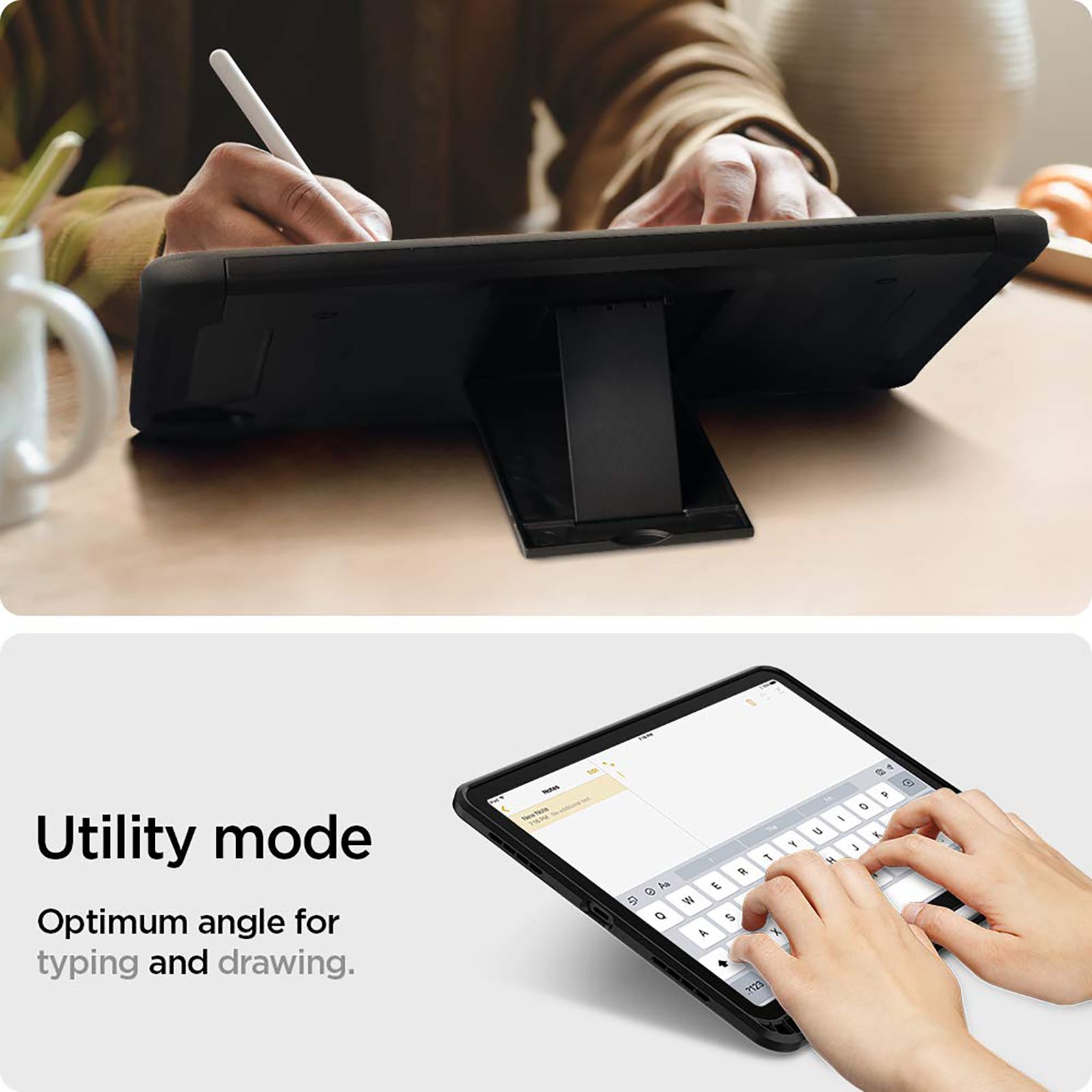 spigen Tough Armor Pro Polycarbonate Back Case with Stand for Apple iPad Air 10.9 Inch with Pen Holder (4th Gen) (Air Cushion Technology, Black)_17