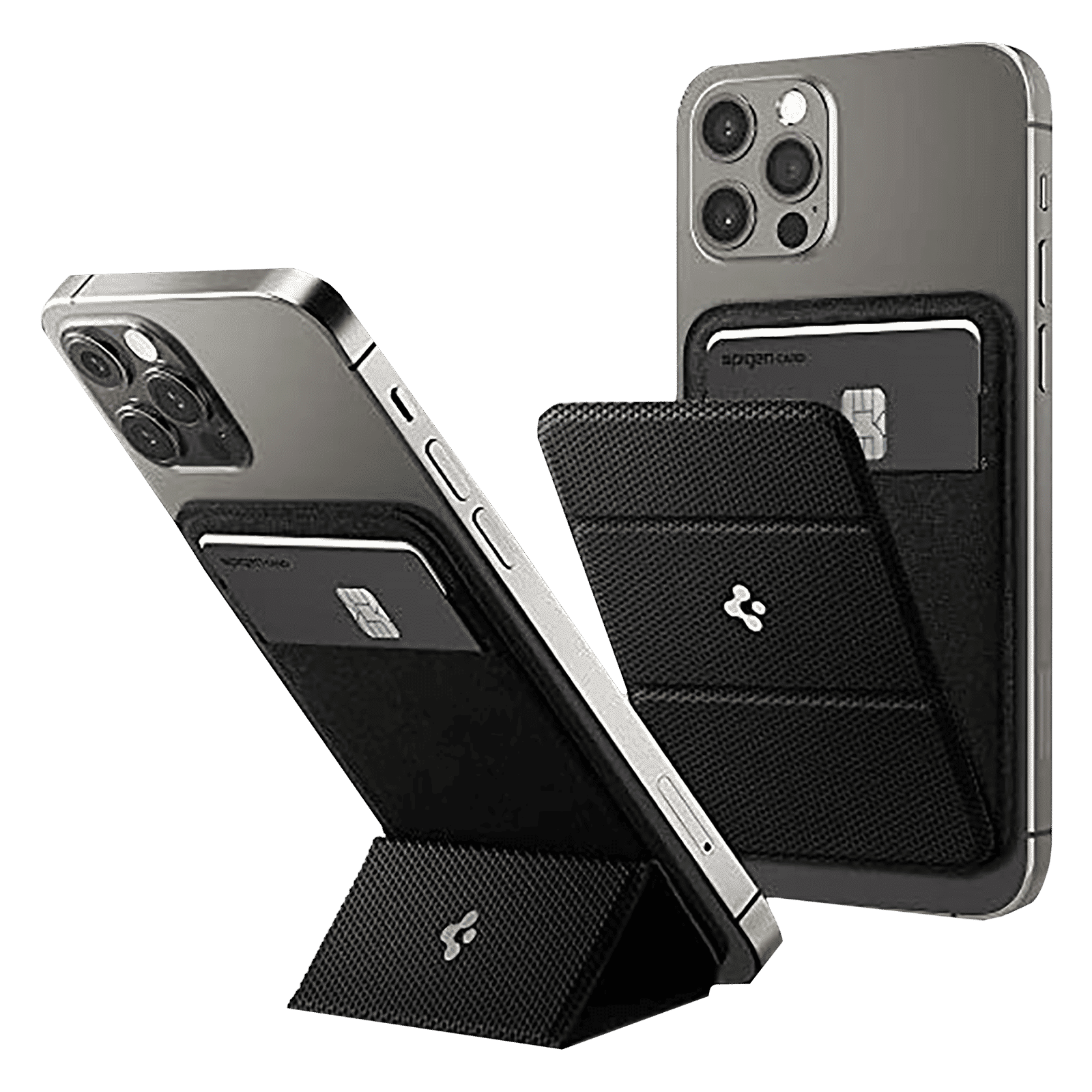 spigen Smart Fold PU Leather & Suede Card Holder For Universal Mobiles (Tri-Fold Design, AMP02834, Black)_1