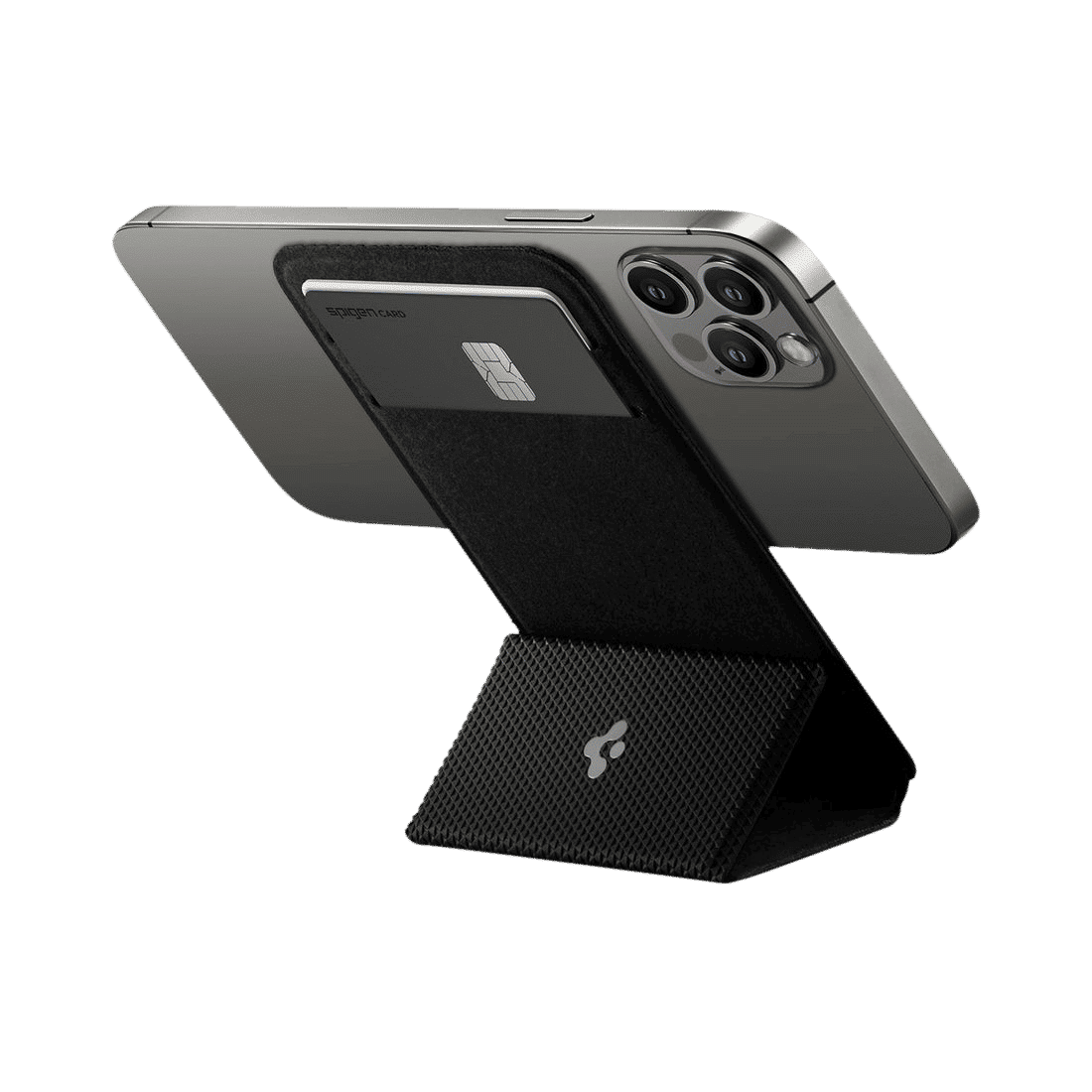 spigen Smart Fold PU Leather & Suede Card Holder For Universal Mobiles (Tri-Fold Design, AMP02834, Black)_12