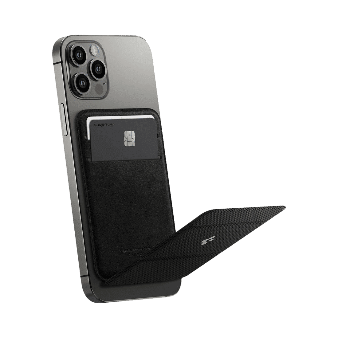 spigen Smart Fold PU Leather & Suede Card Holder For Universal Mobiles (Tri-Fold Design, AMP02834, Black)_13