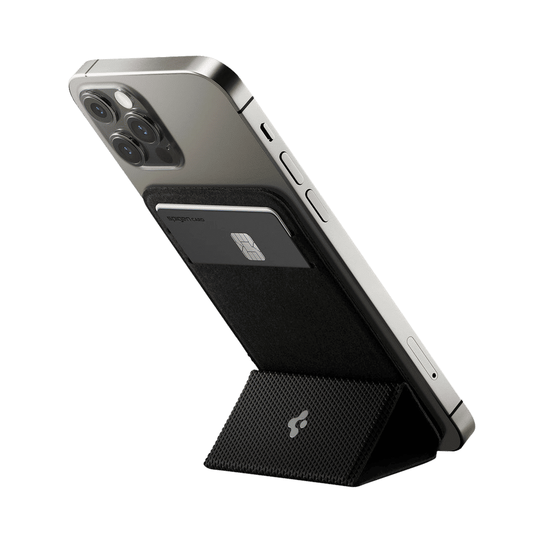 spigen Smart Fold PU Leather & Suede Card Holder For Universal Mobiles (Tri-Fold Design, AMP02834, Black)_3