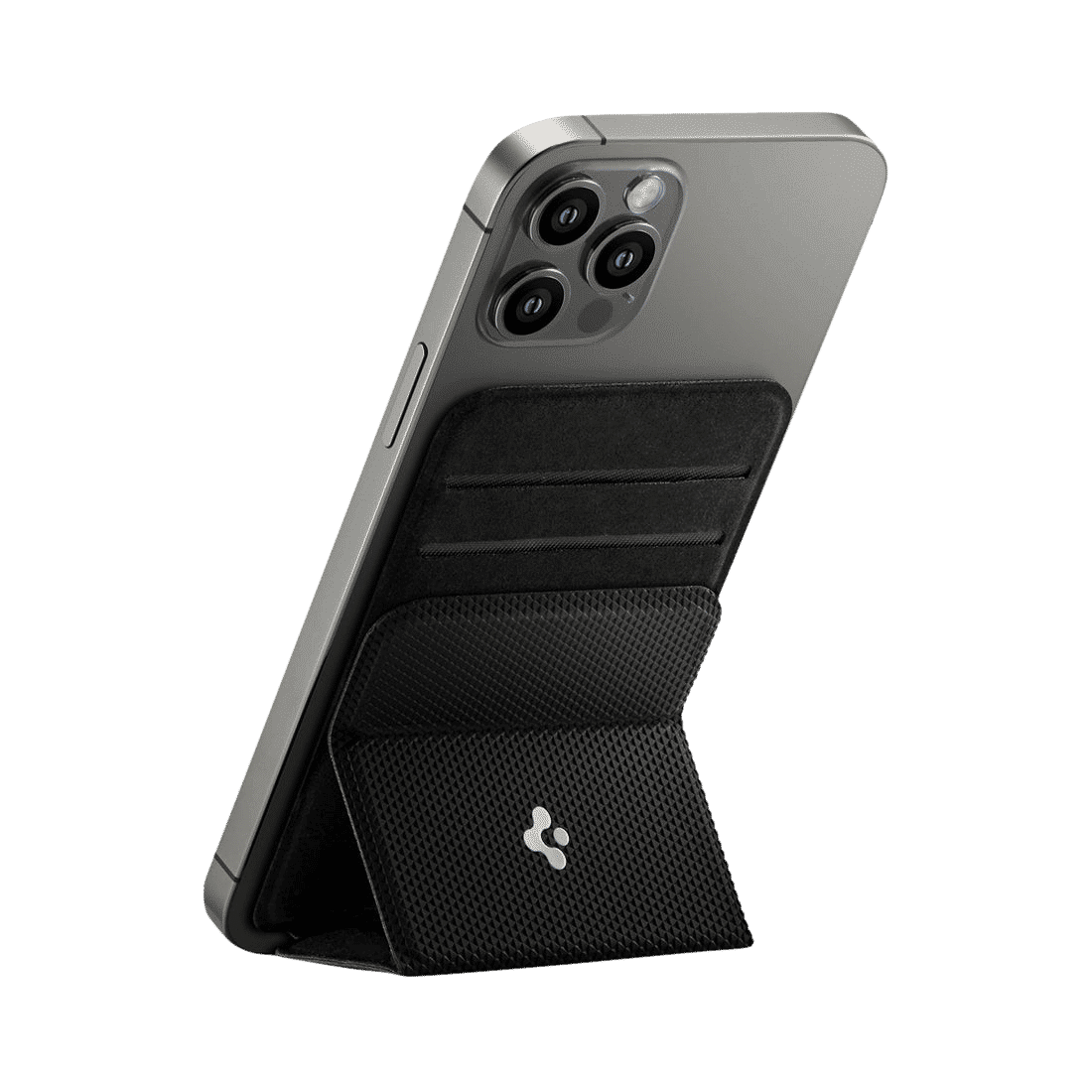 spigen Smart Fold PU Leather & Suede Card Holder For Universal Mobiles (Tri-Fold Design, AMP02834, Black)_6