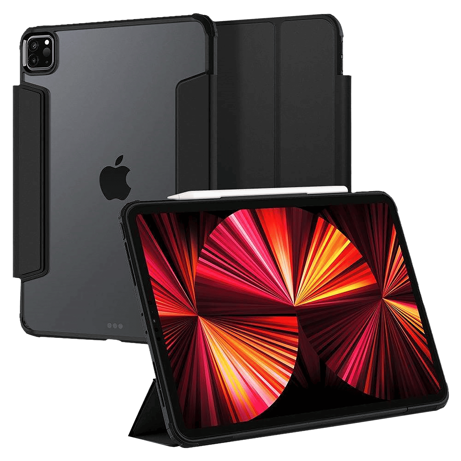 spigen Ultra Hybrid Pro TPU & PC Back Case with Stand For iPad Pro 11" (2021) (Air Cushion Technology, ACS02885, Black)_16