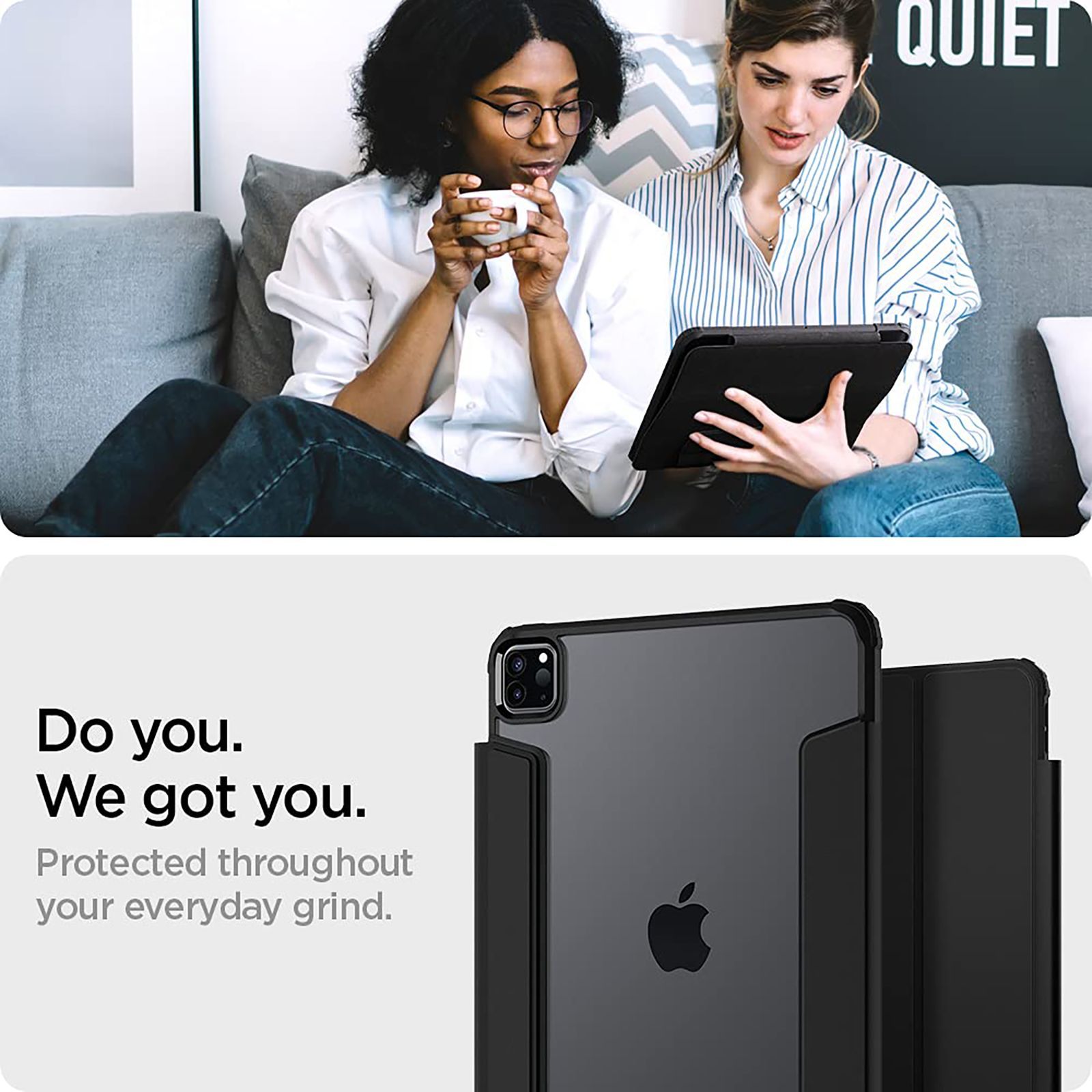 spigen Ultra Hybrid Pro TPU & PC Back Case with Stand For iPad Pro 11" (2021) (Air Cushion Technology, ACS02885, Black)_19