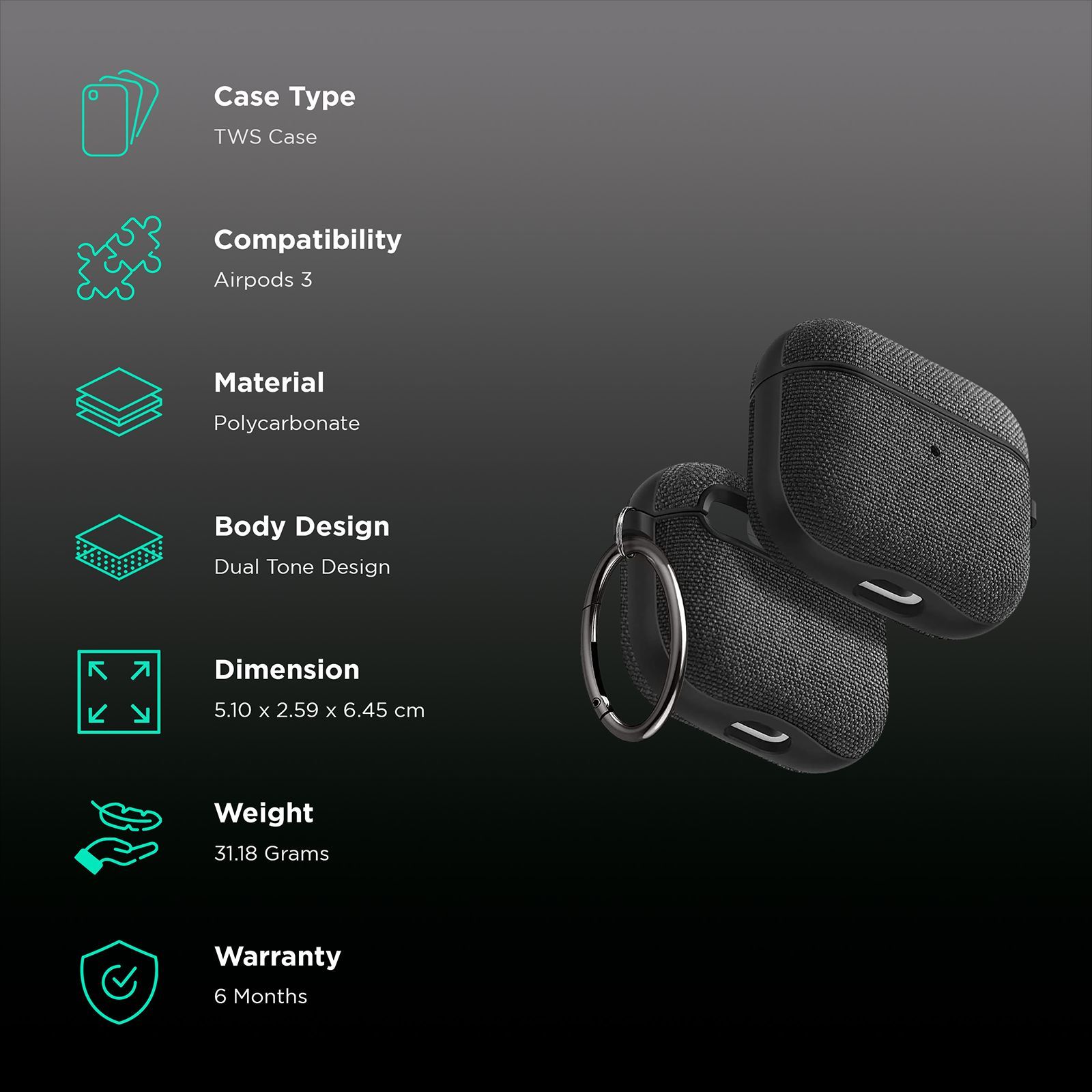 spigen Urban Fit Fabric Full Cover Case For AirPods 3 (Dual Tone Design, ASD02111, Black)_2