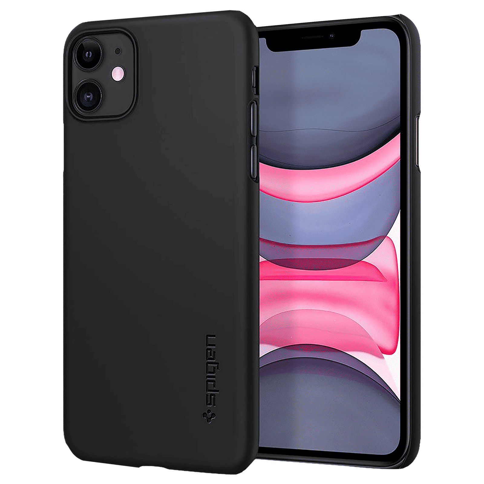 spigen Thin Fit Polycarbonate Back Cover for Apple iPhone 11 (Wireless Charging Compatible, Black)_1