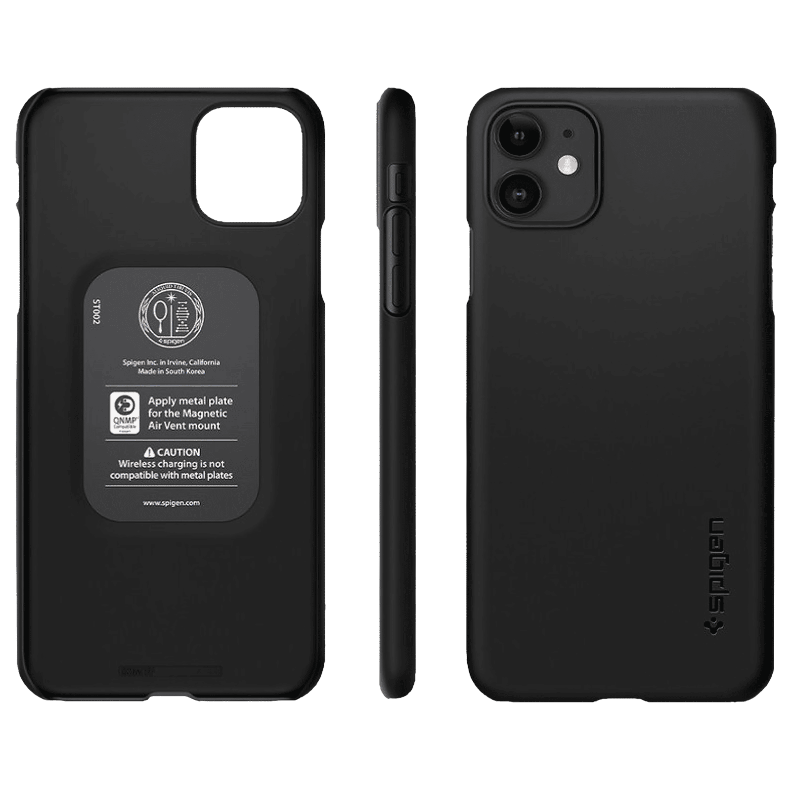 spigen Thin Fit Polycarbonate Back Cover for Apple iPhone 11 (Wireless Charging Compatible, Black)_9