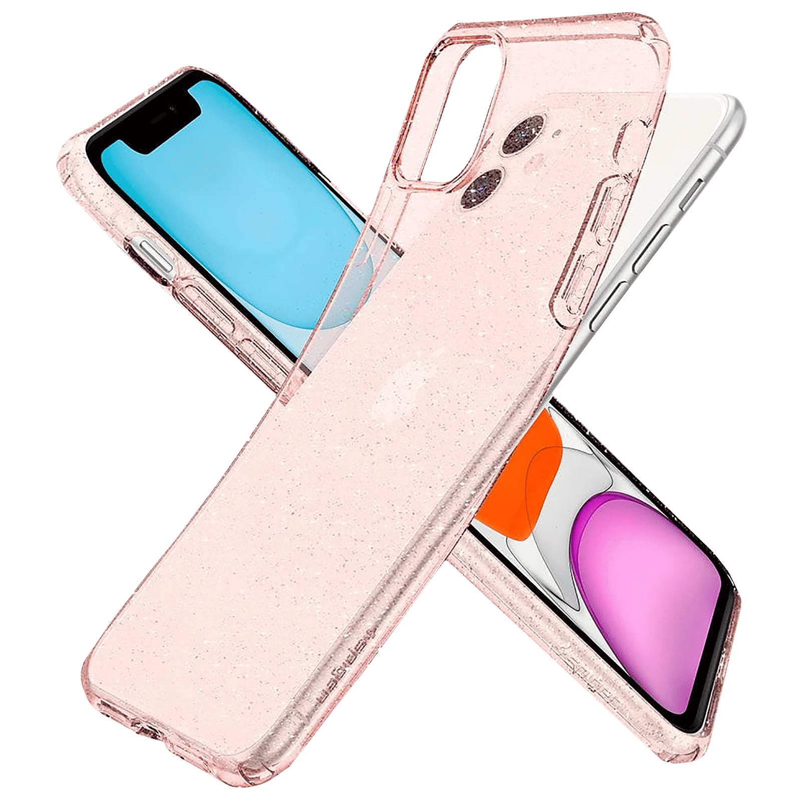 spigen Liquid Crystal Glitter TPU Back Cover for Apple iPhone 11 (Wireless Charging Compatible, Rose Quartz)_9