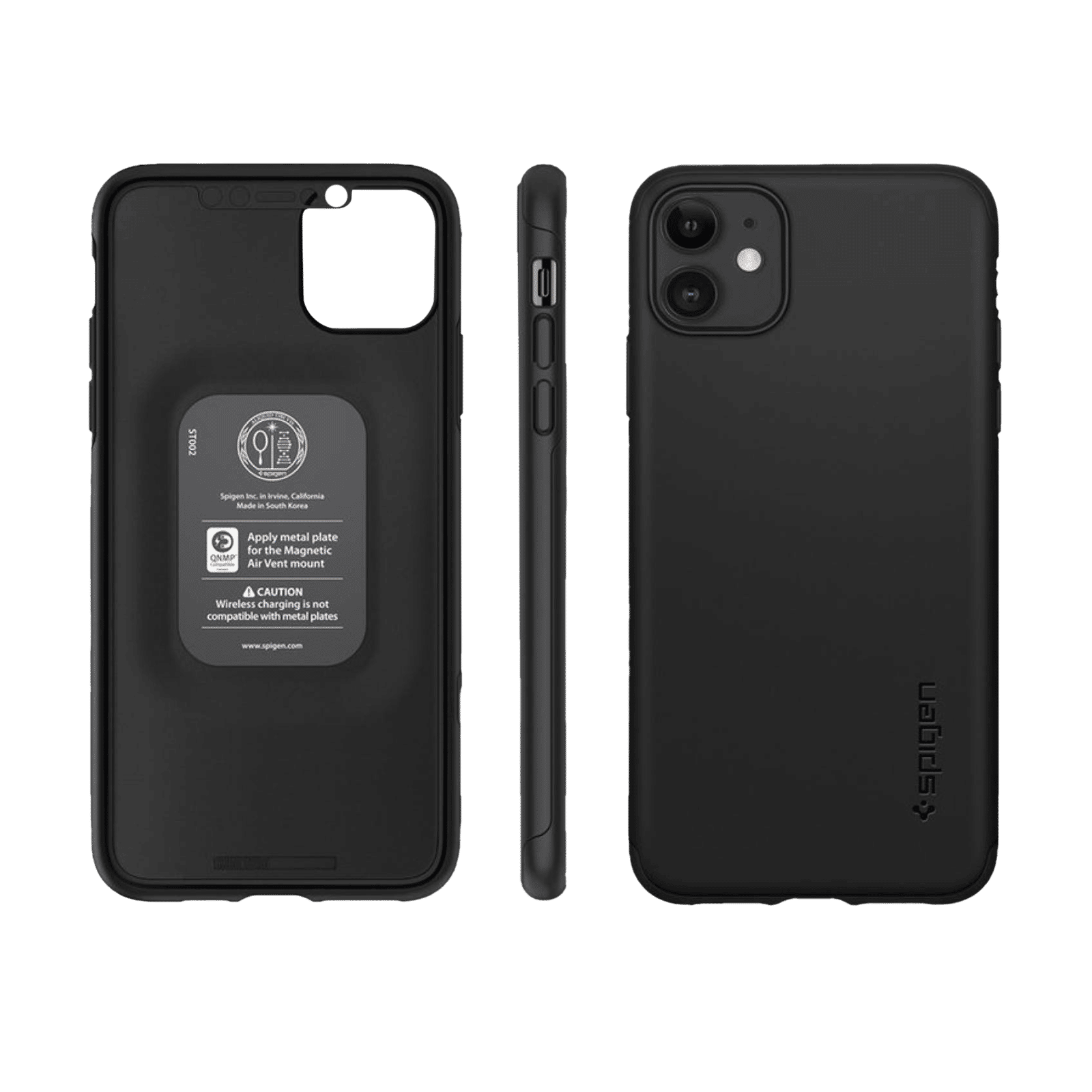 spigen Thin Fit Classic Polycarbonate Back Cover for Apple iPhone 11 (Wireless Charging Compatible, Black)_8