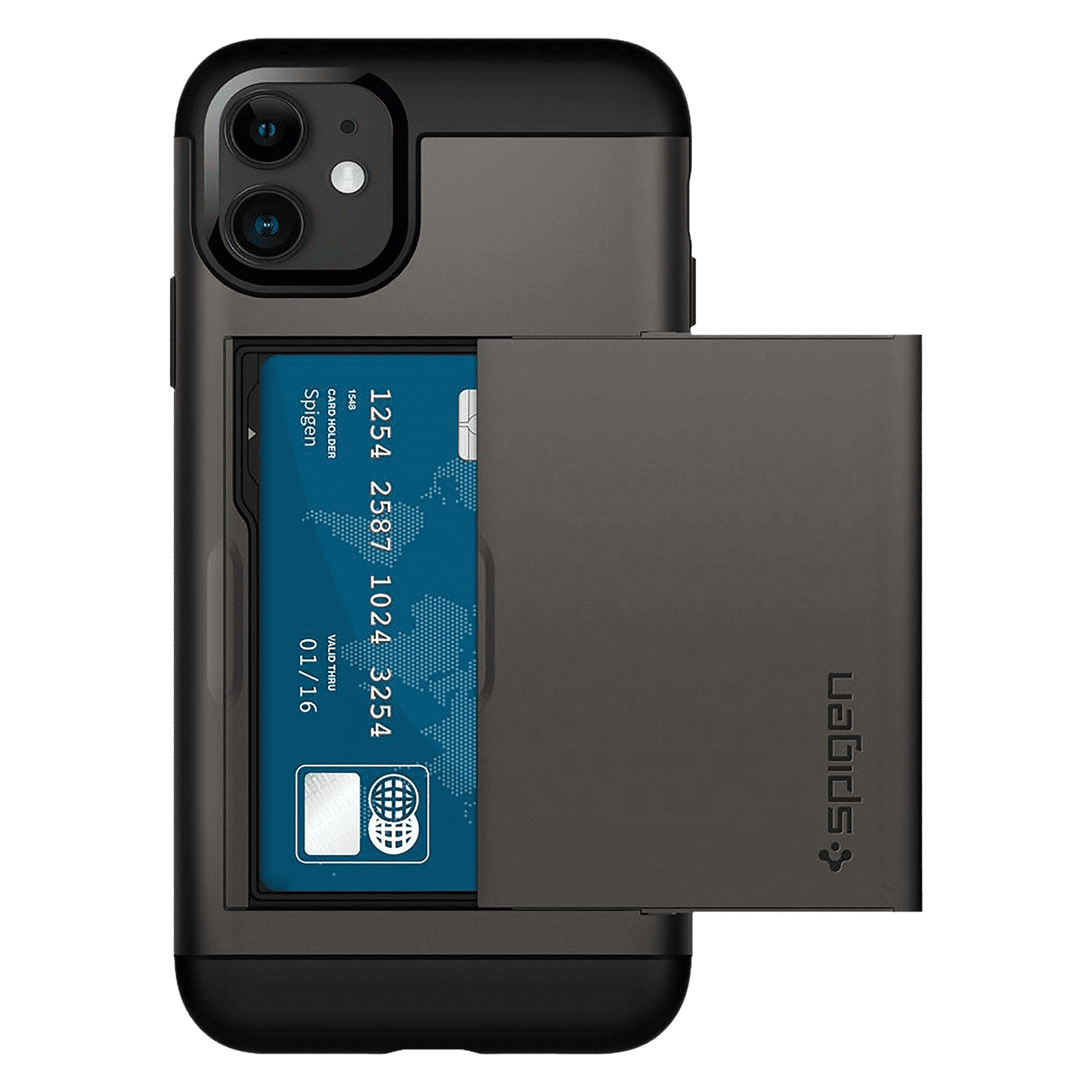 spigen Slim Armor CS TPU & Polycarbonate Back Cover for Apple iPhone 11 (Wireless Charging Compatible, Gunmetal)_8