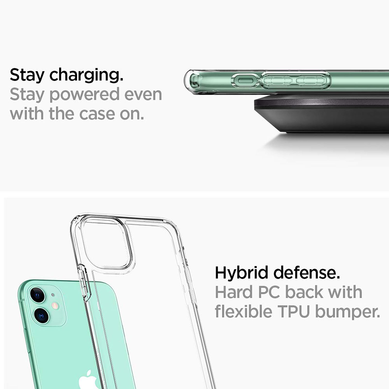 spigen Ultra Hybrid TPU & Polycarbonate Back Cover for Apple iPhone 11 (Air Cushion Technology, Crystal Clear)_11