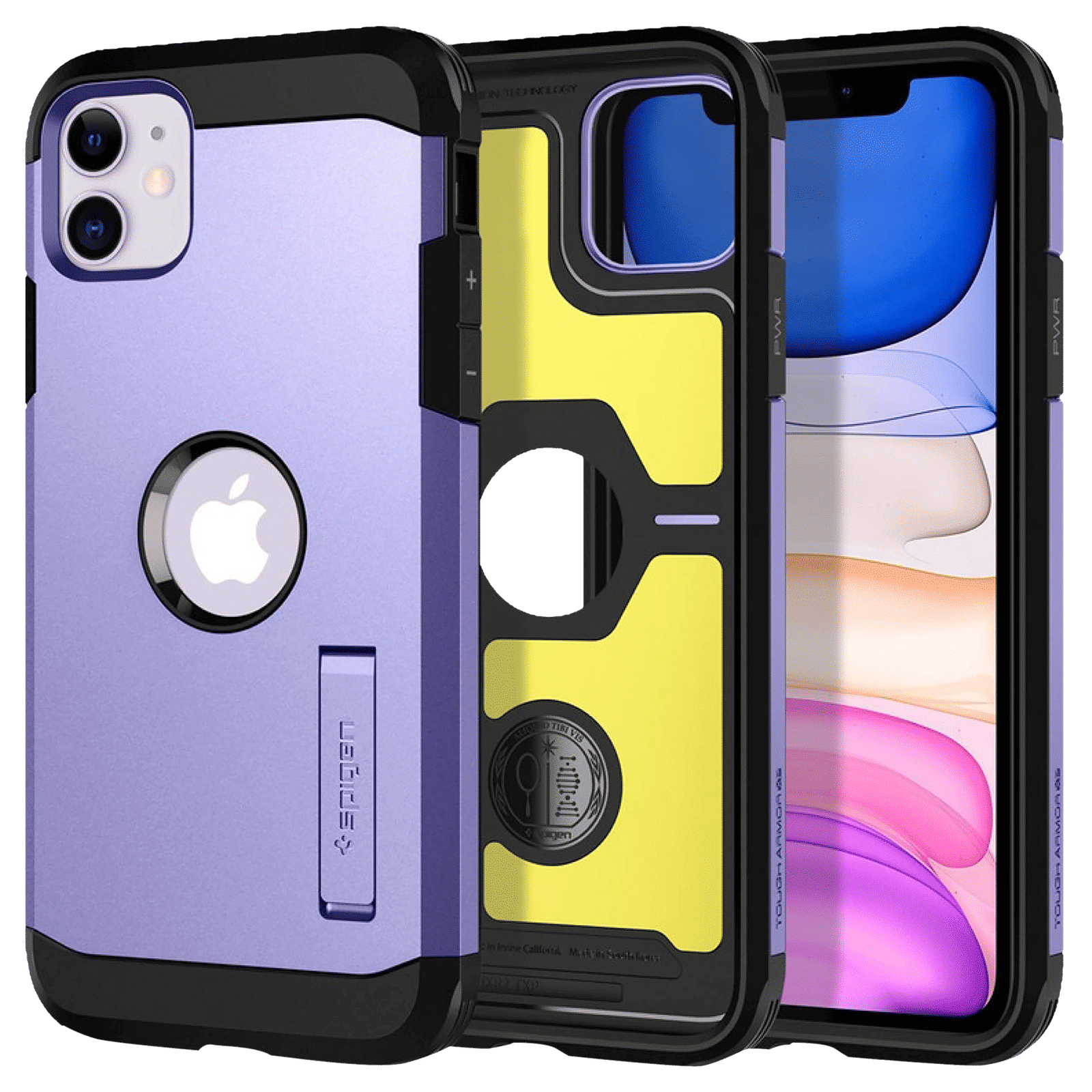 spigen Tough Armor TPU & PC Back Case For iPhone 11 (Air Cushion Technology, ACS00409, Purple)_1