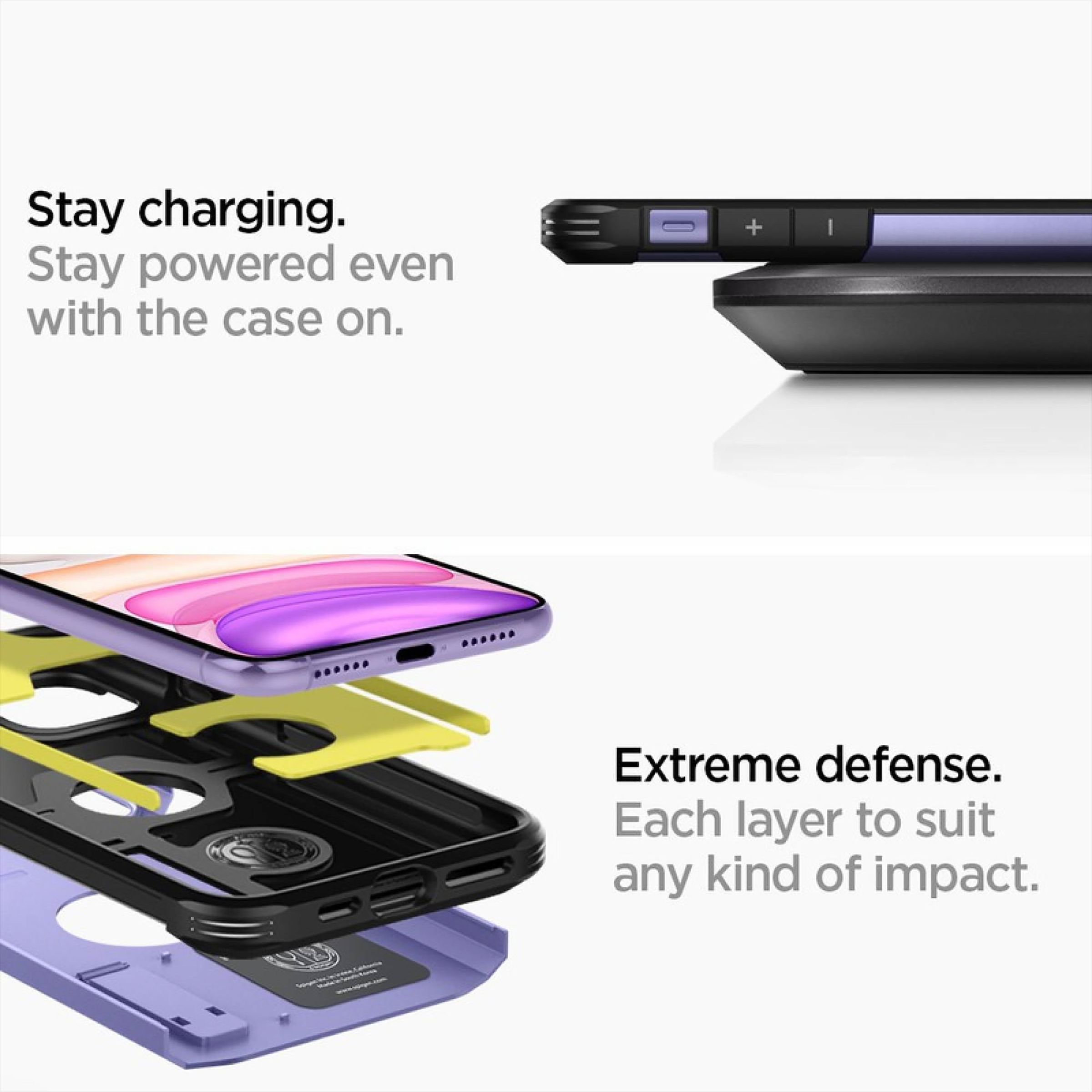 spigen Tough Armor TPU & PC Back Case For iPhone 11 (Air Cushion Technology, ACS00409, Purple)_6